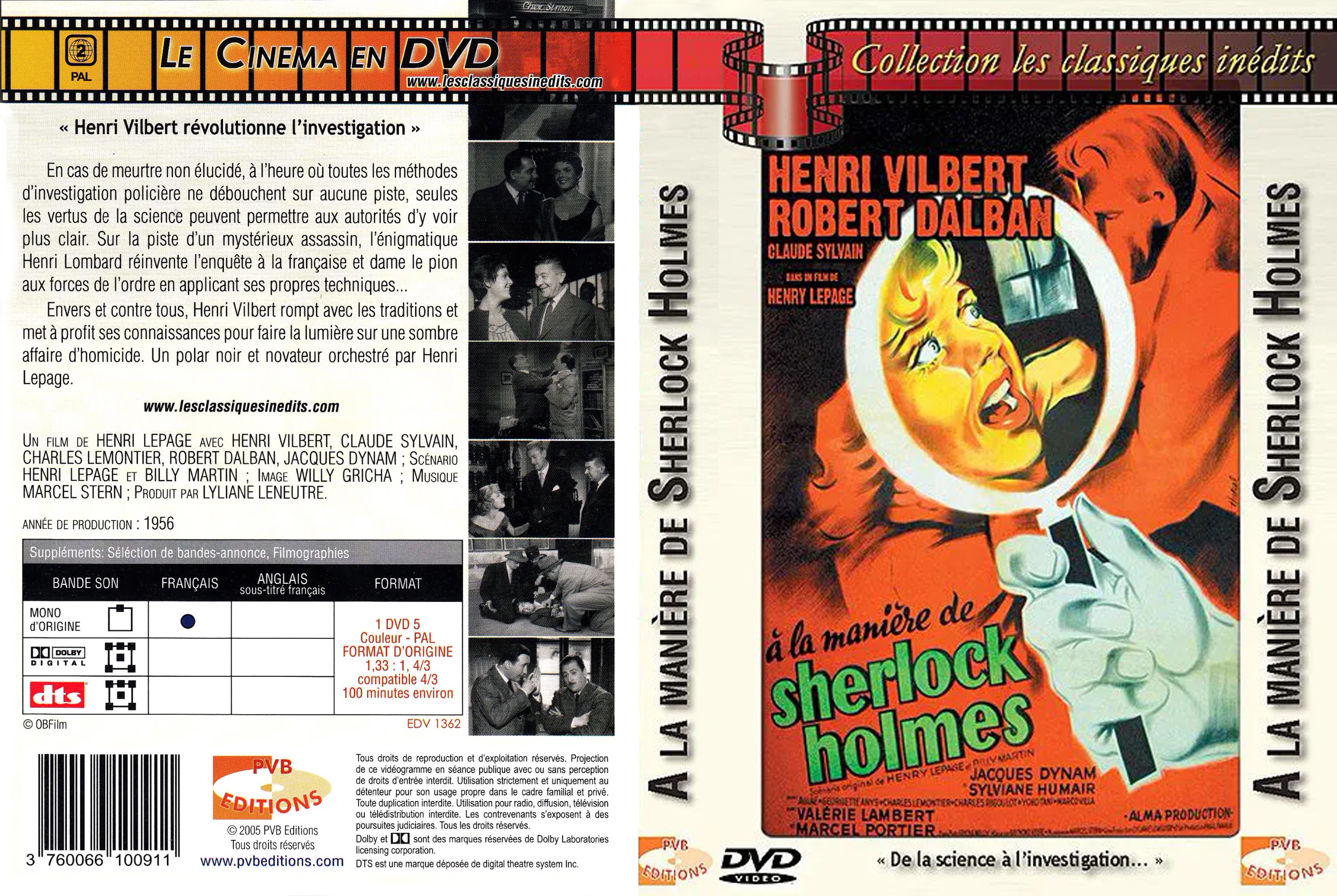 Jaquette DVD A la manire de sherlock holmes custom