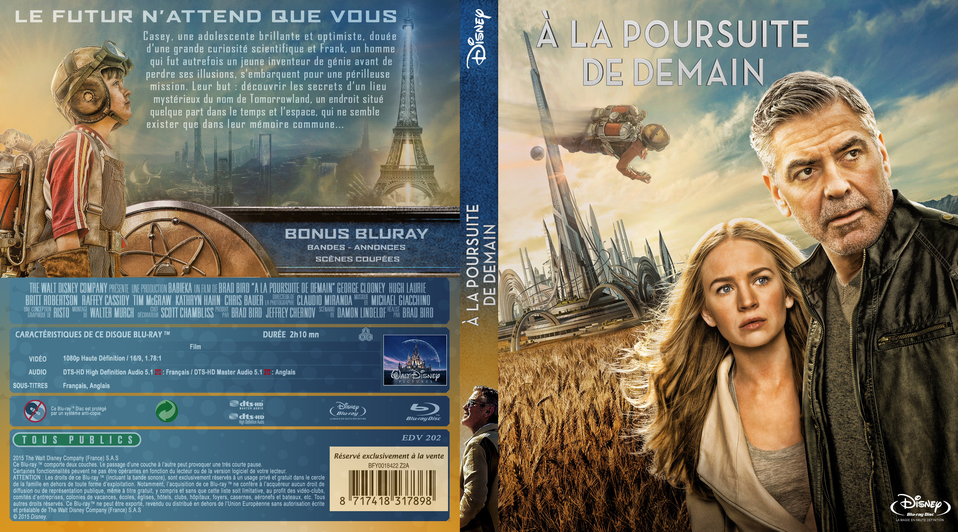 Jaquette DVD A la poursuite de demain custom (BLU-RAY)