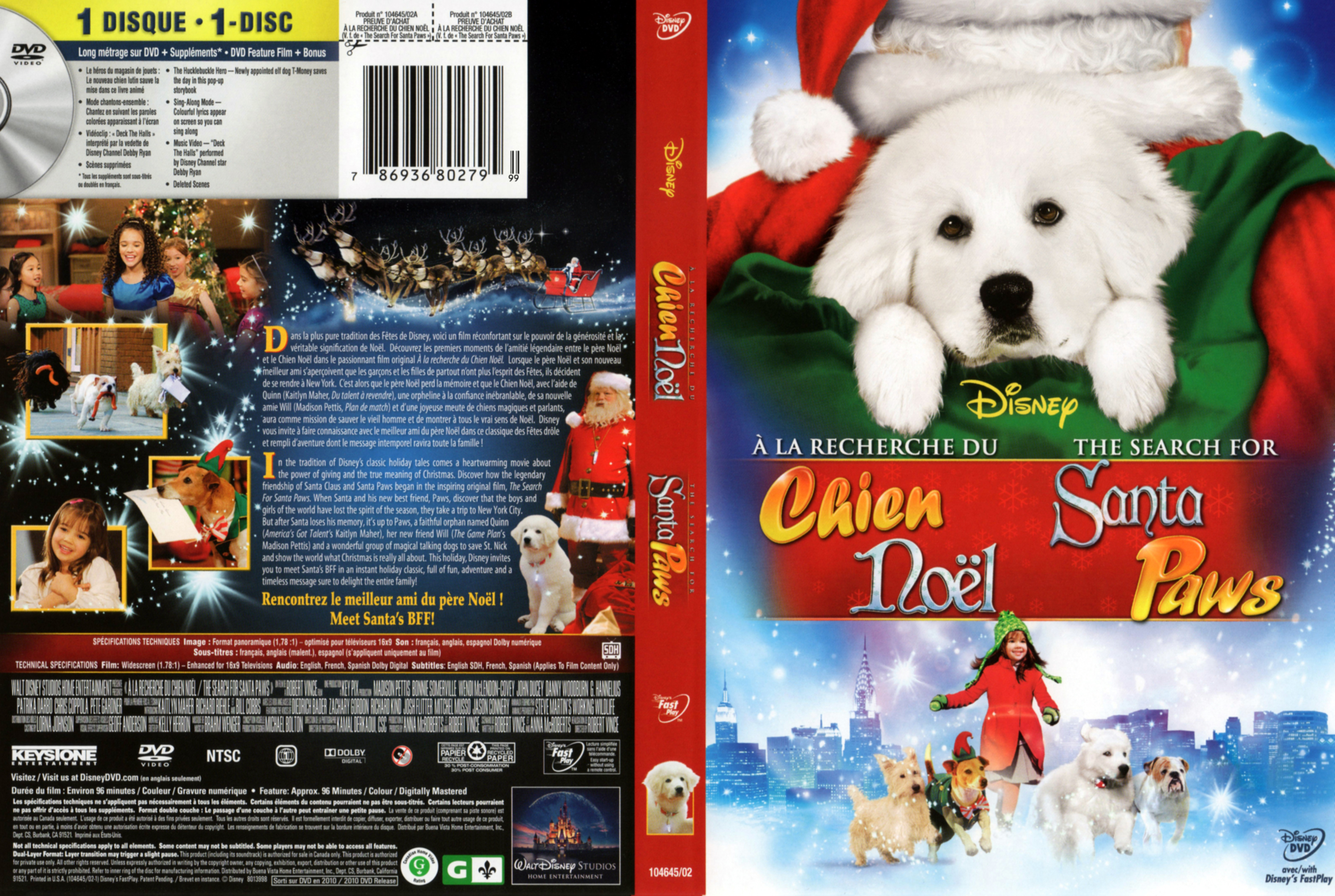 Jaquette DVD A la recherche du chien Noel - The search for Santa Paws (Canadienne)