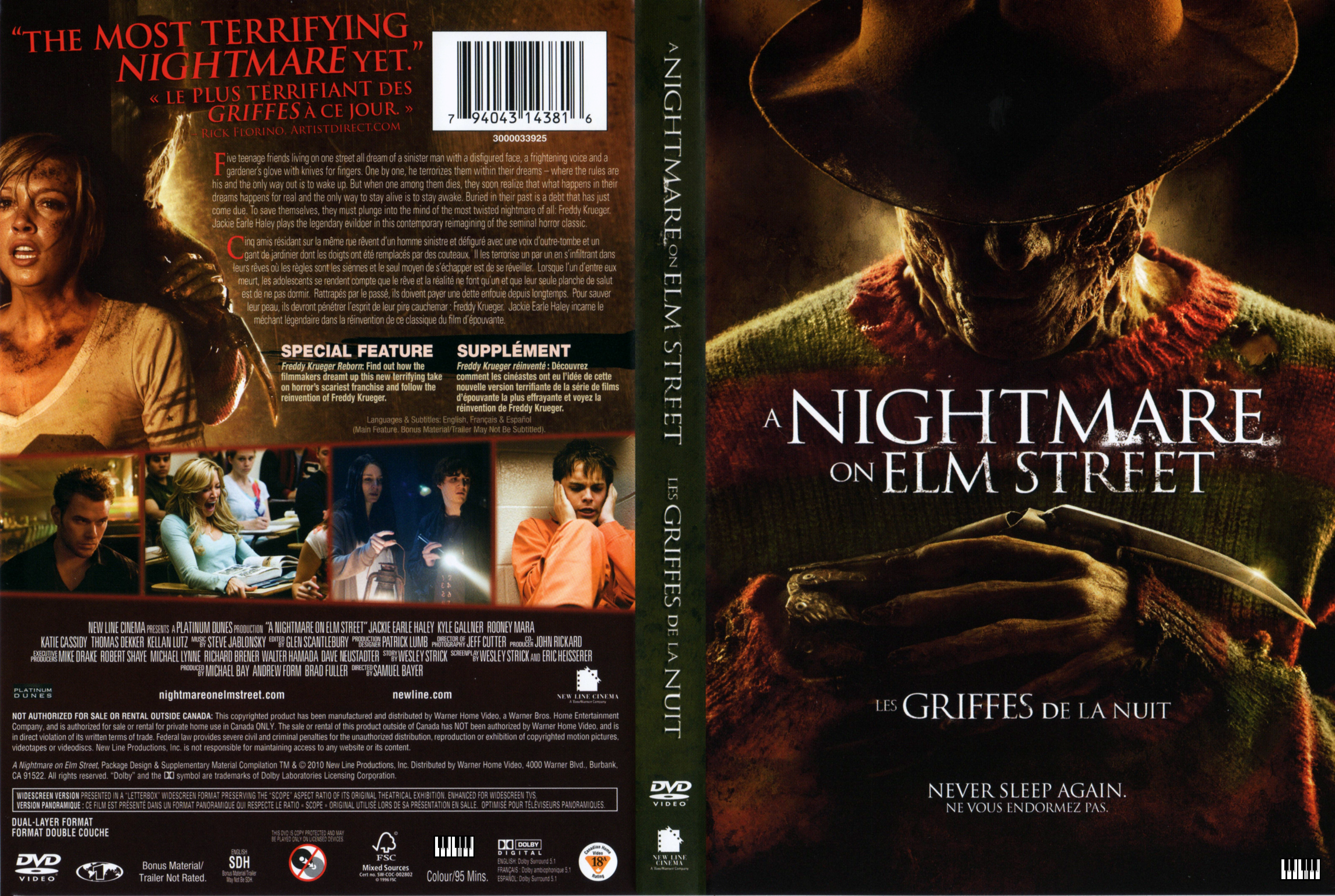 Jaquette DVD A nightmare on Elm Street - Les griffes de la nuit (Canadienne)