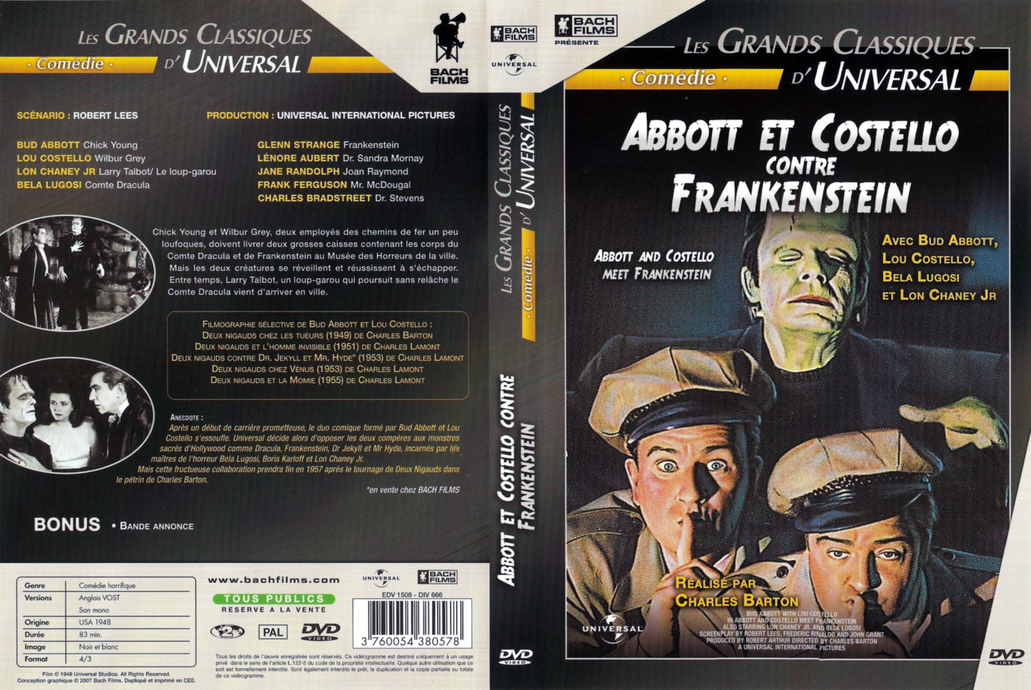 Jaquette DVD Abbott et Costello contre Frankenstein