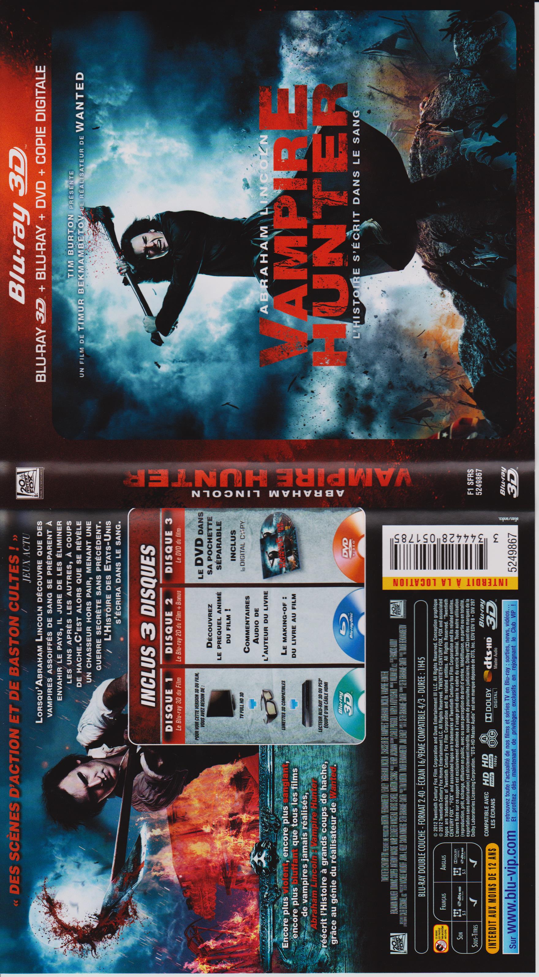 Jaquette DVD Abraham Lincoln Vampire hunter (BLU-RAY)
