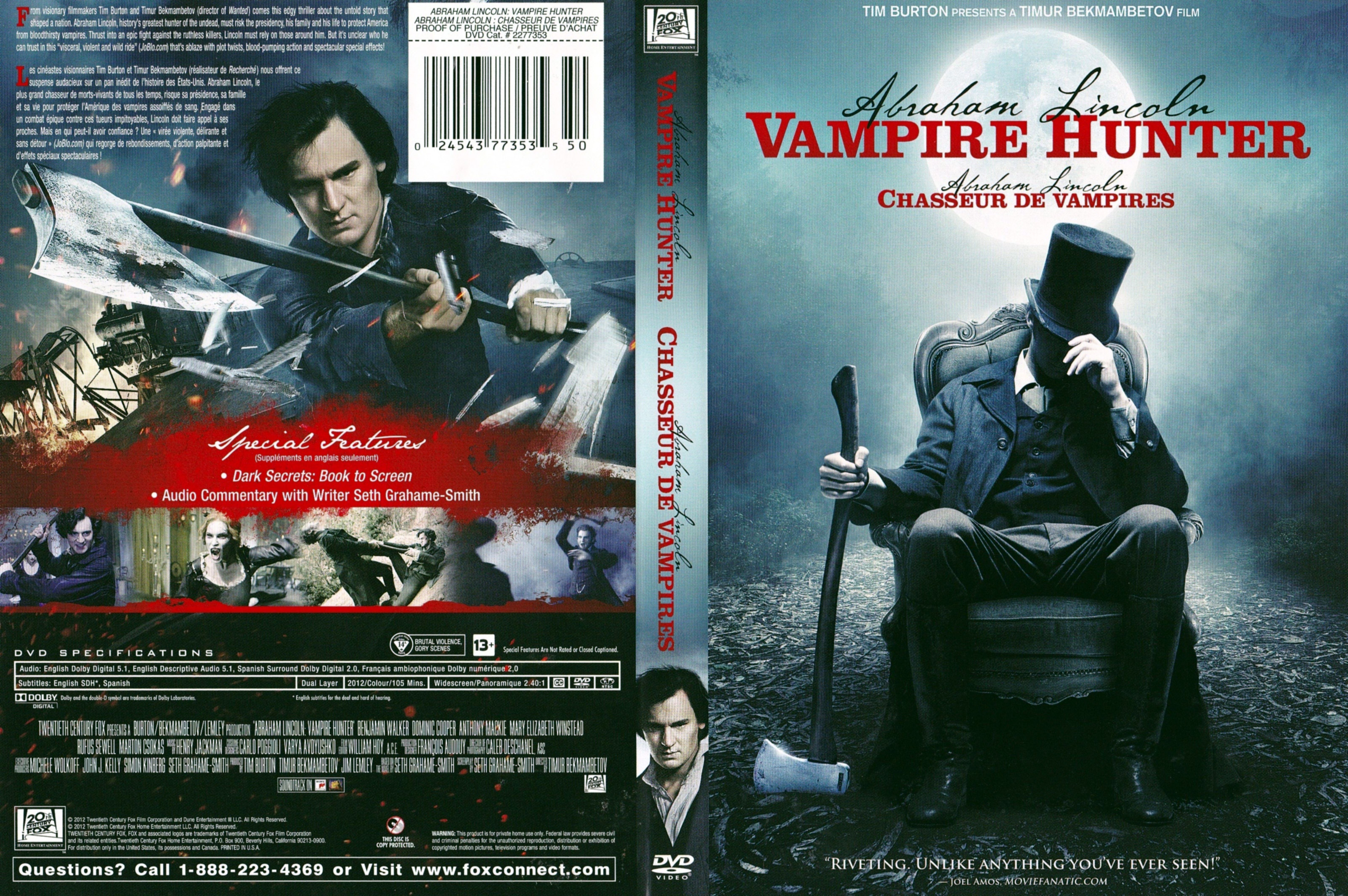Jaquette DVD Abraham Lincoln Vampire hunter - Abraham Lincoln Chasseur de vampire (Canadienne)