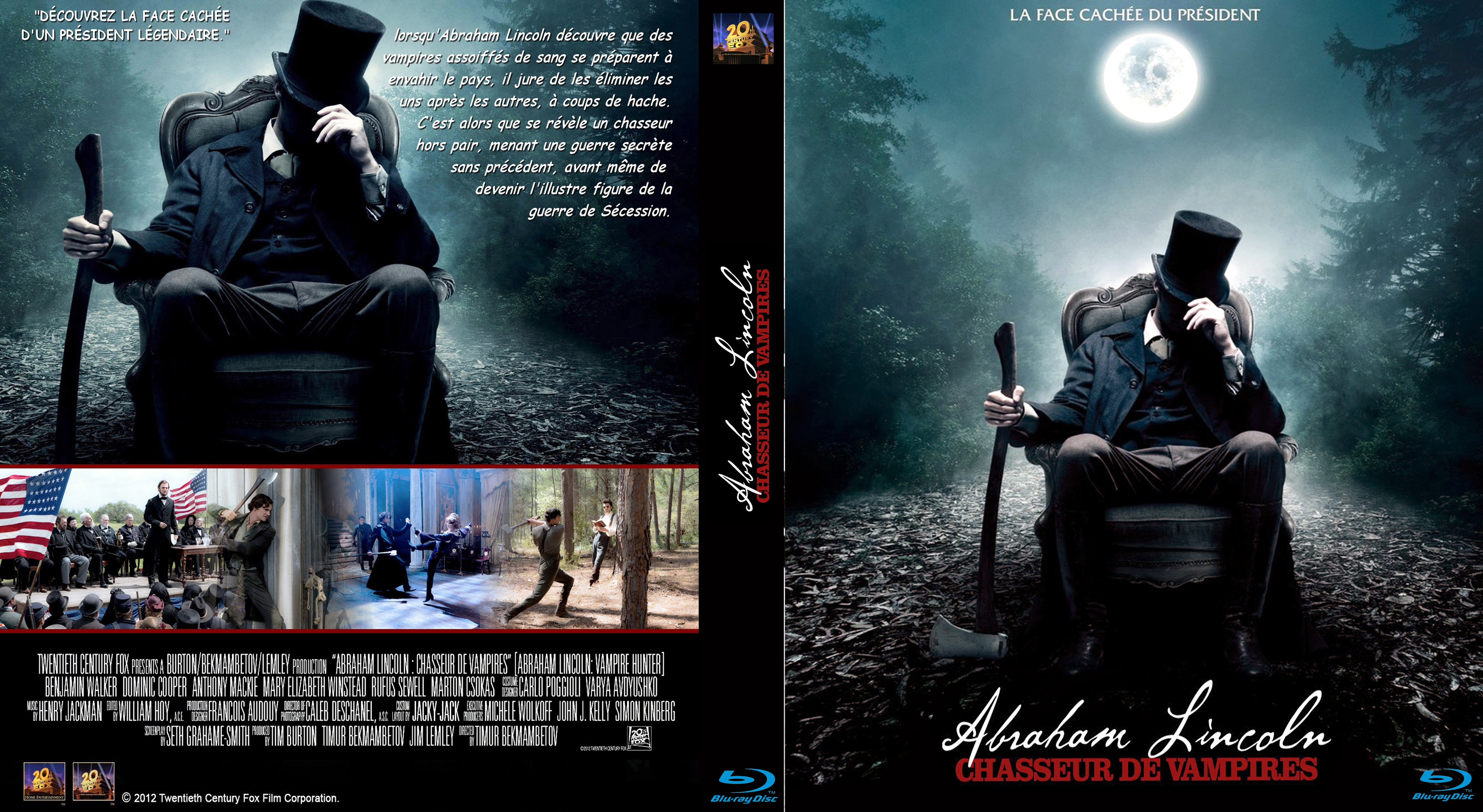 Jaquette DVD Abraham Lincoln chasseurs de vampires custom (BLU-RAY)