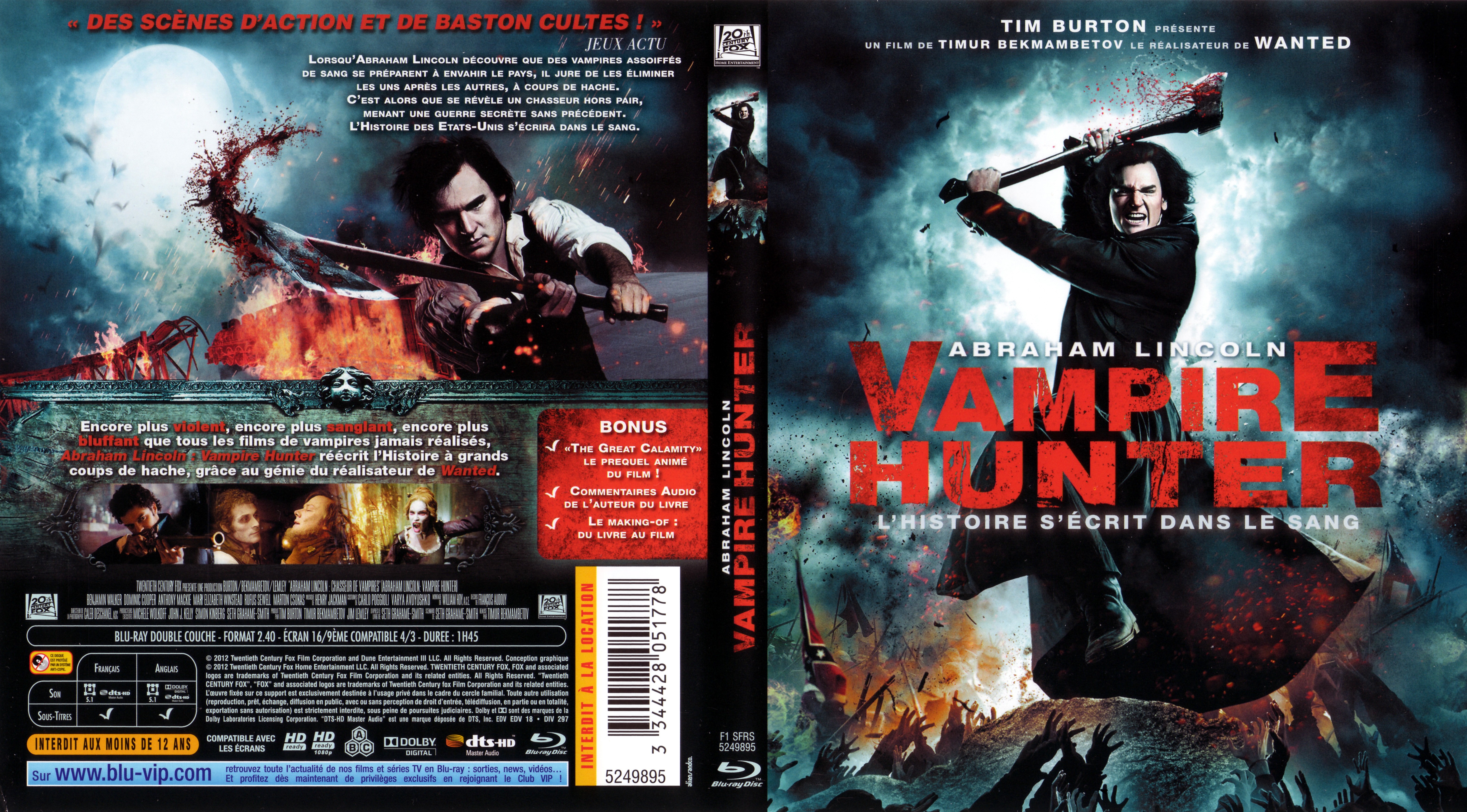 Jaquette DVD Abraham Lincoln vampire hunter (BLU-RAY) v2