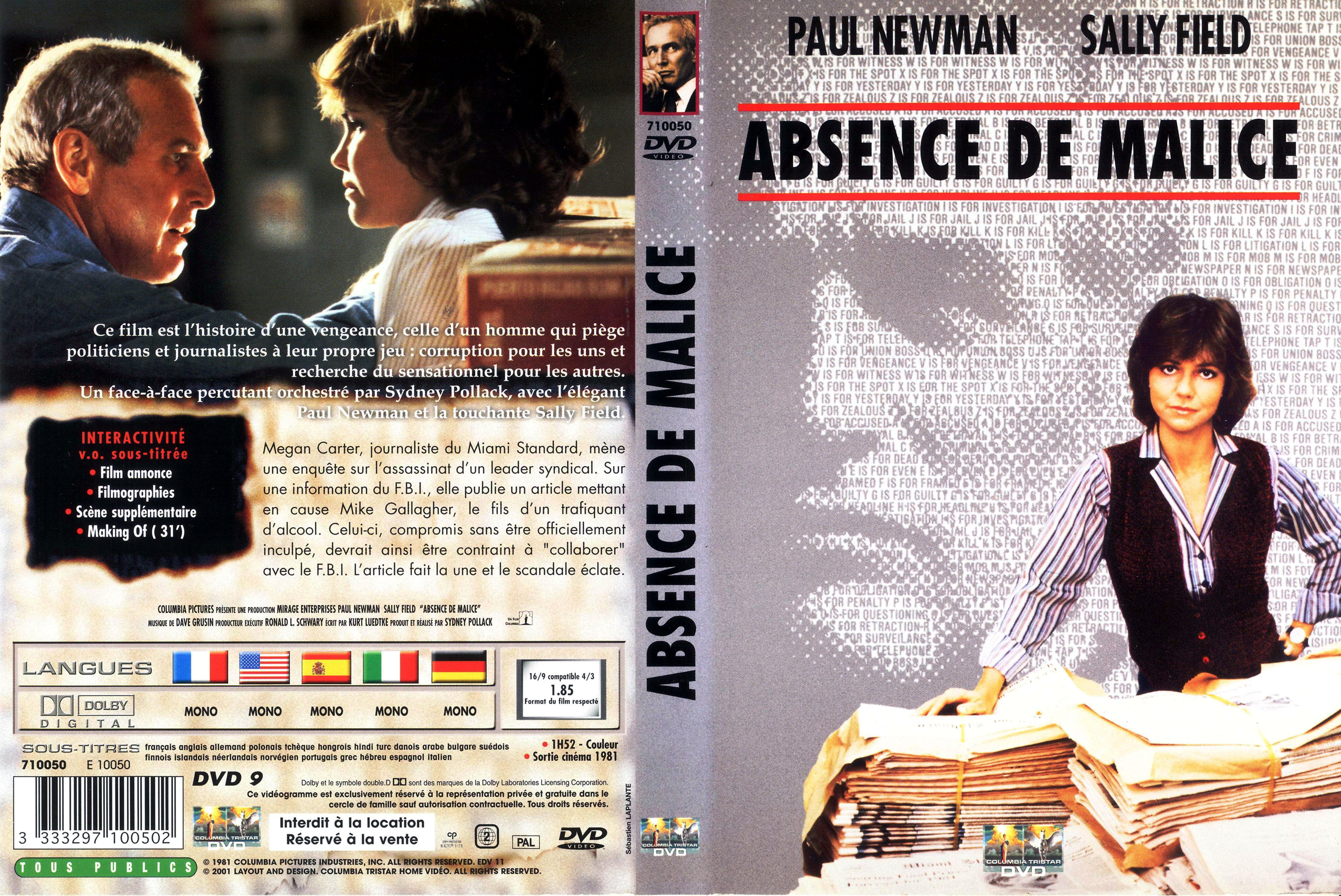 Jaquette DVD Absence de malice