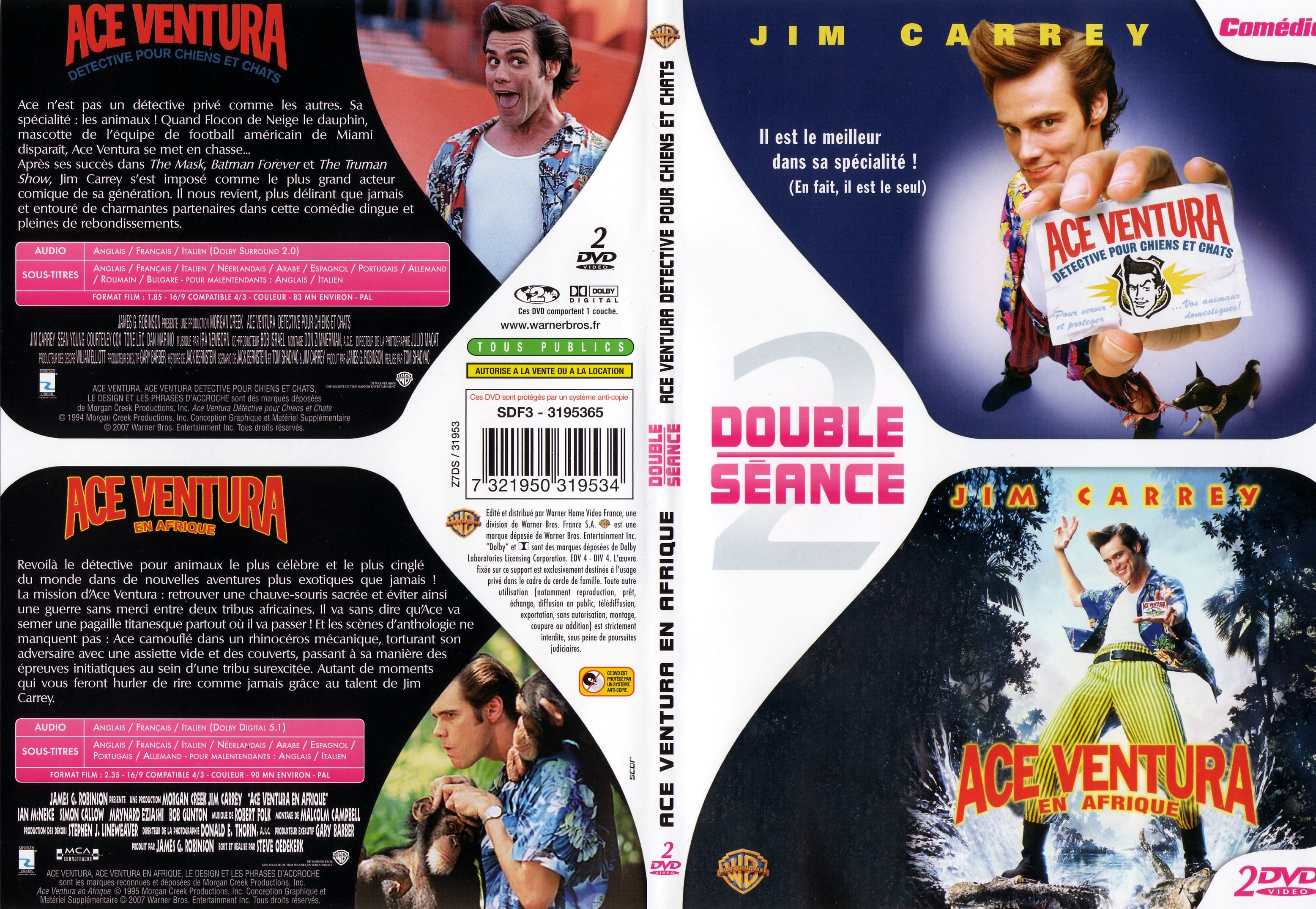 Jaquette DVD Ace Ventura + Ace Ventura en afrique