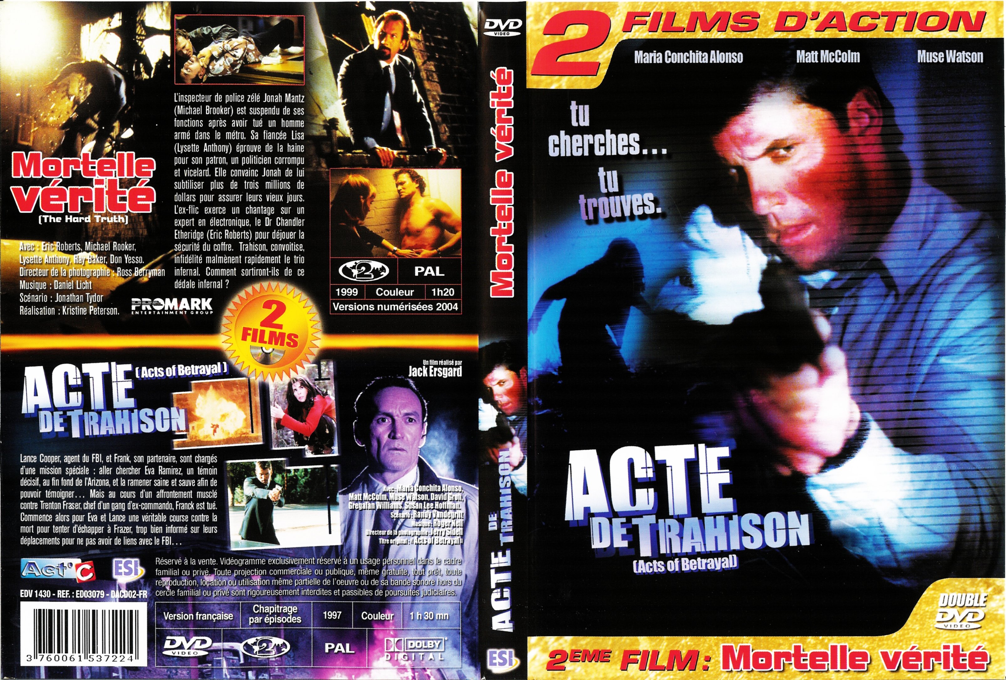 Jaquette DVD Acte de trahison + Mortelle vrit