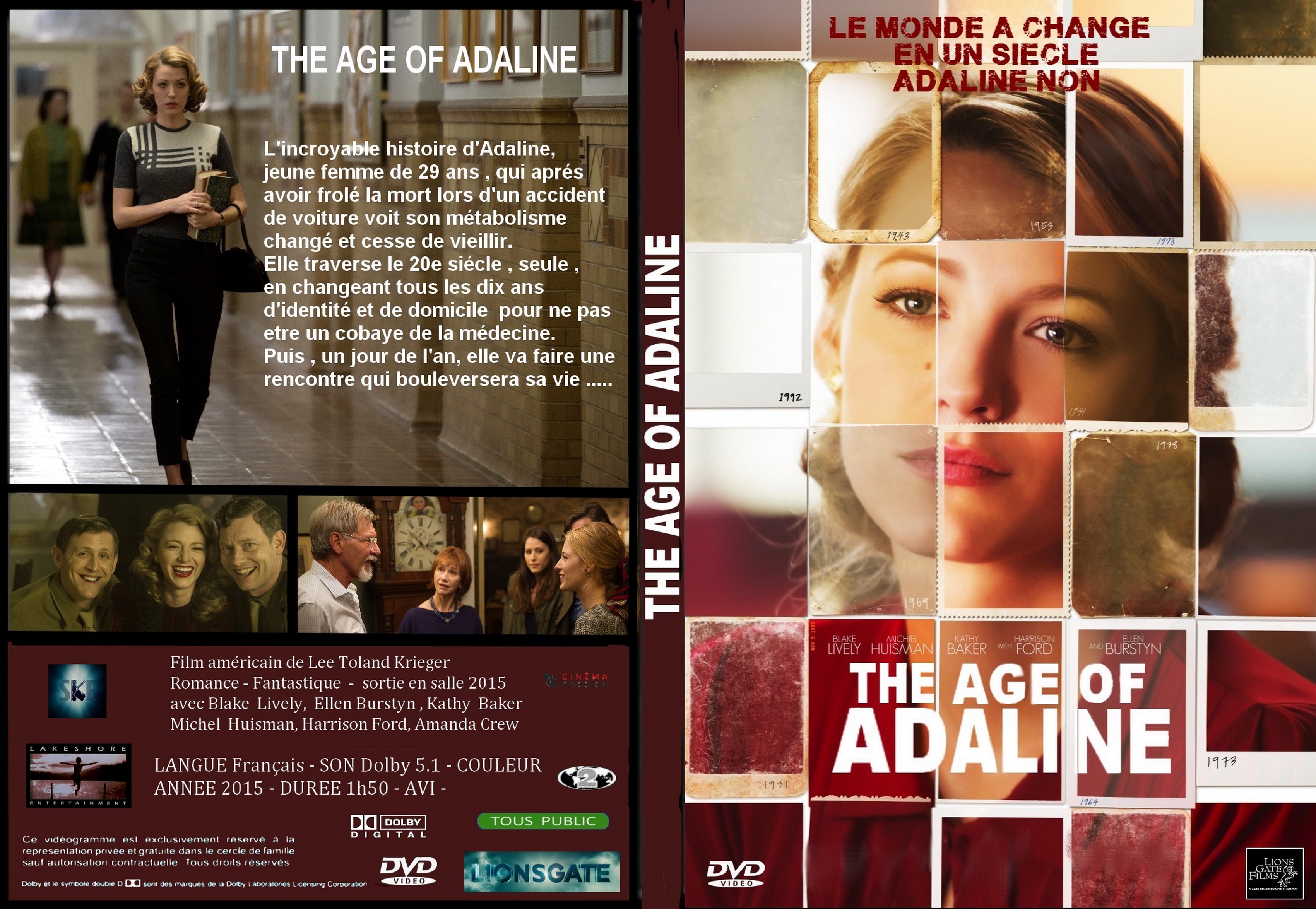 Jaquette DVD Adaline custom - SLIM