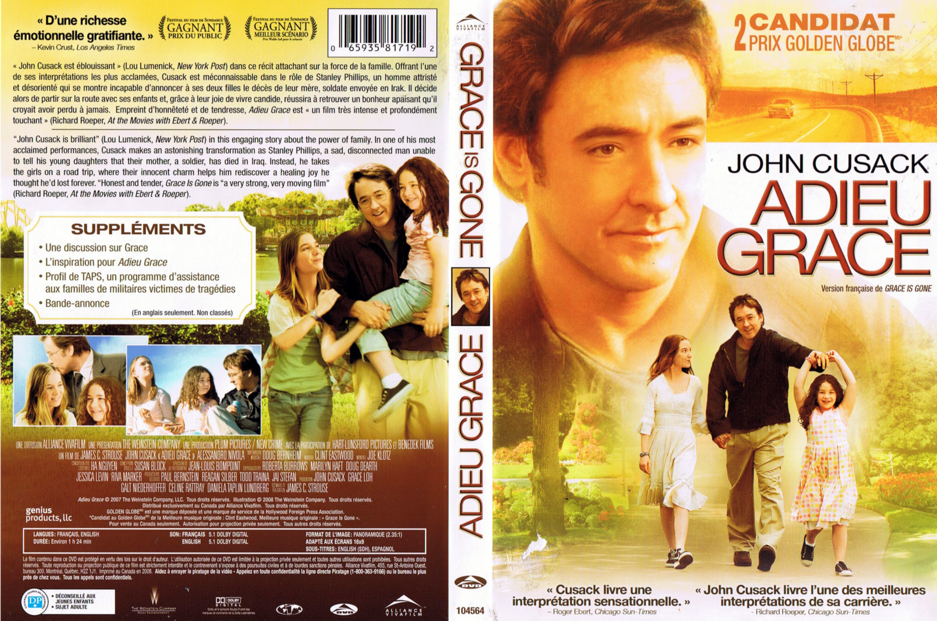 Jaquette DVD Adieu grace (Canadienne)