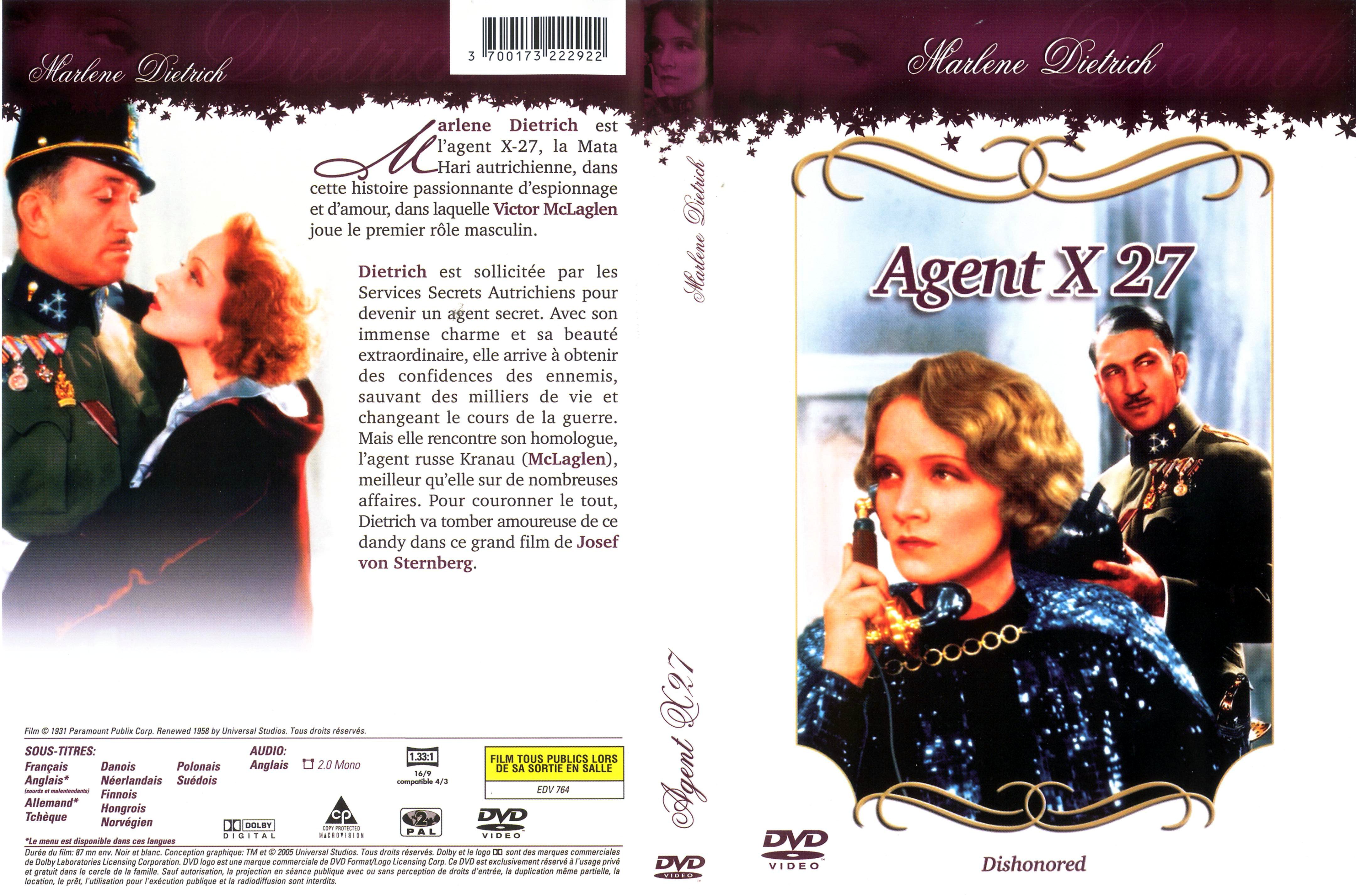 Jaquette DVD Agent X 27