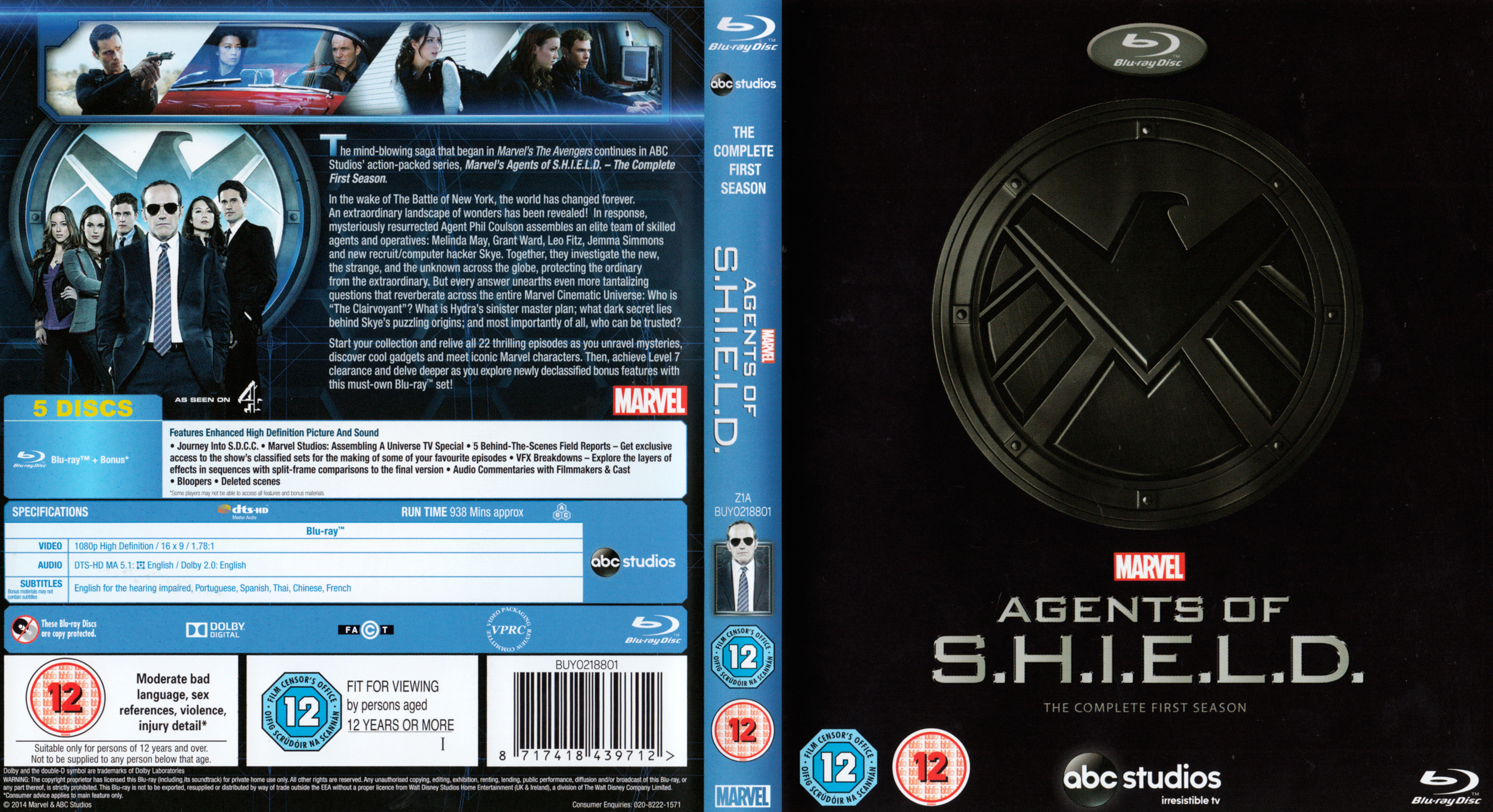 Jaquette DVD Agents of SHIELD Saison 1 Zone 1 (BLU-RAY)