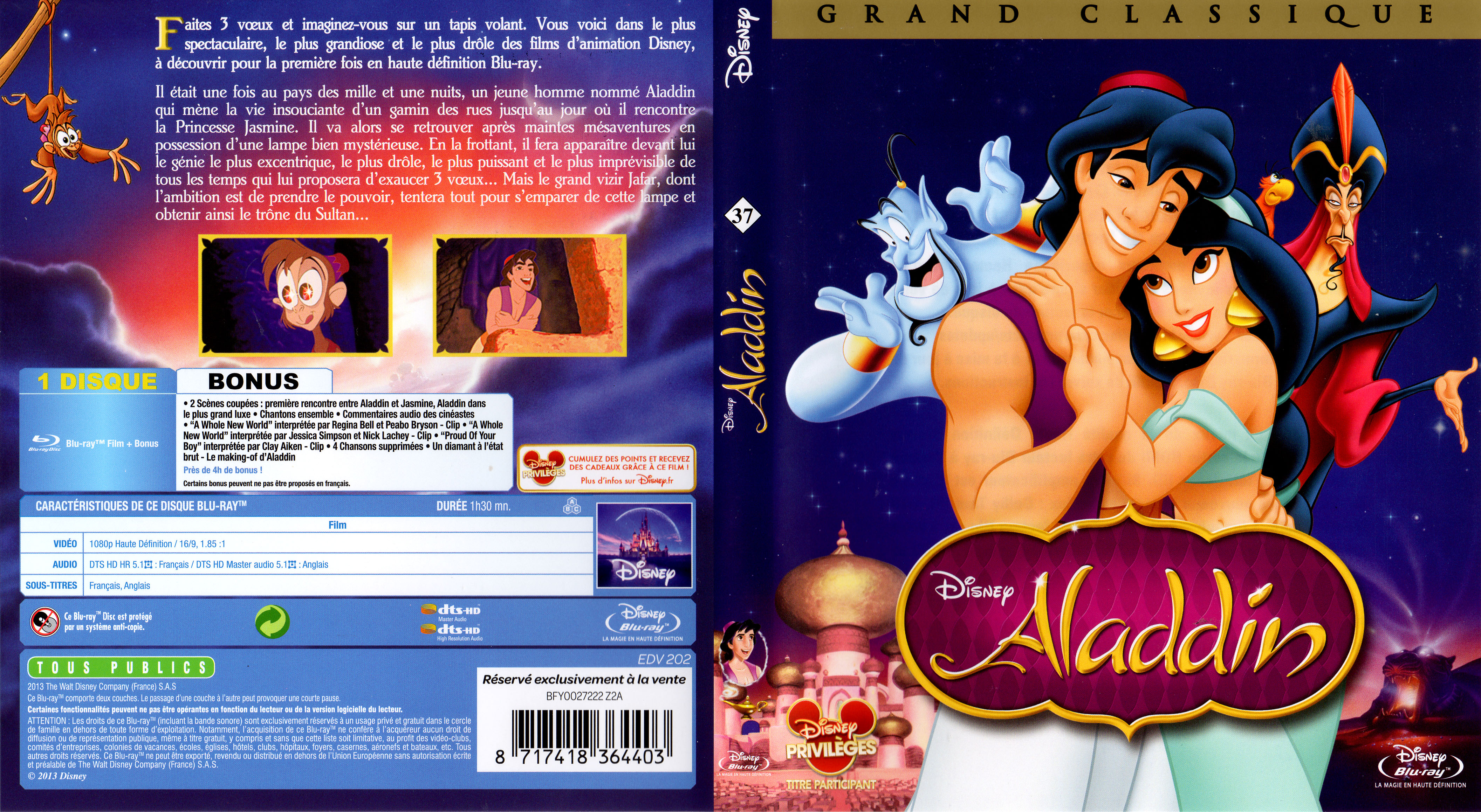 Jaquette DVD Aladdin (BLU-RAY)