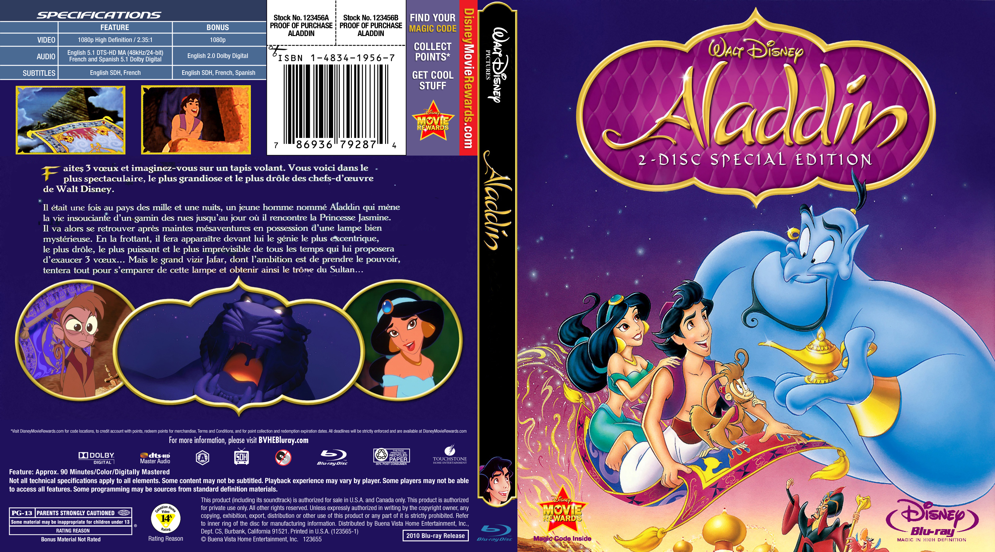 Jaquette DVD Aladdin custom (BLU-RAY)