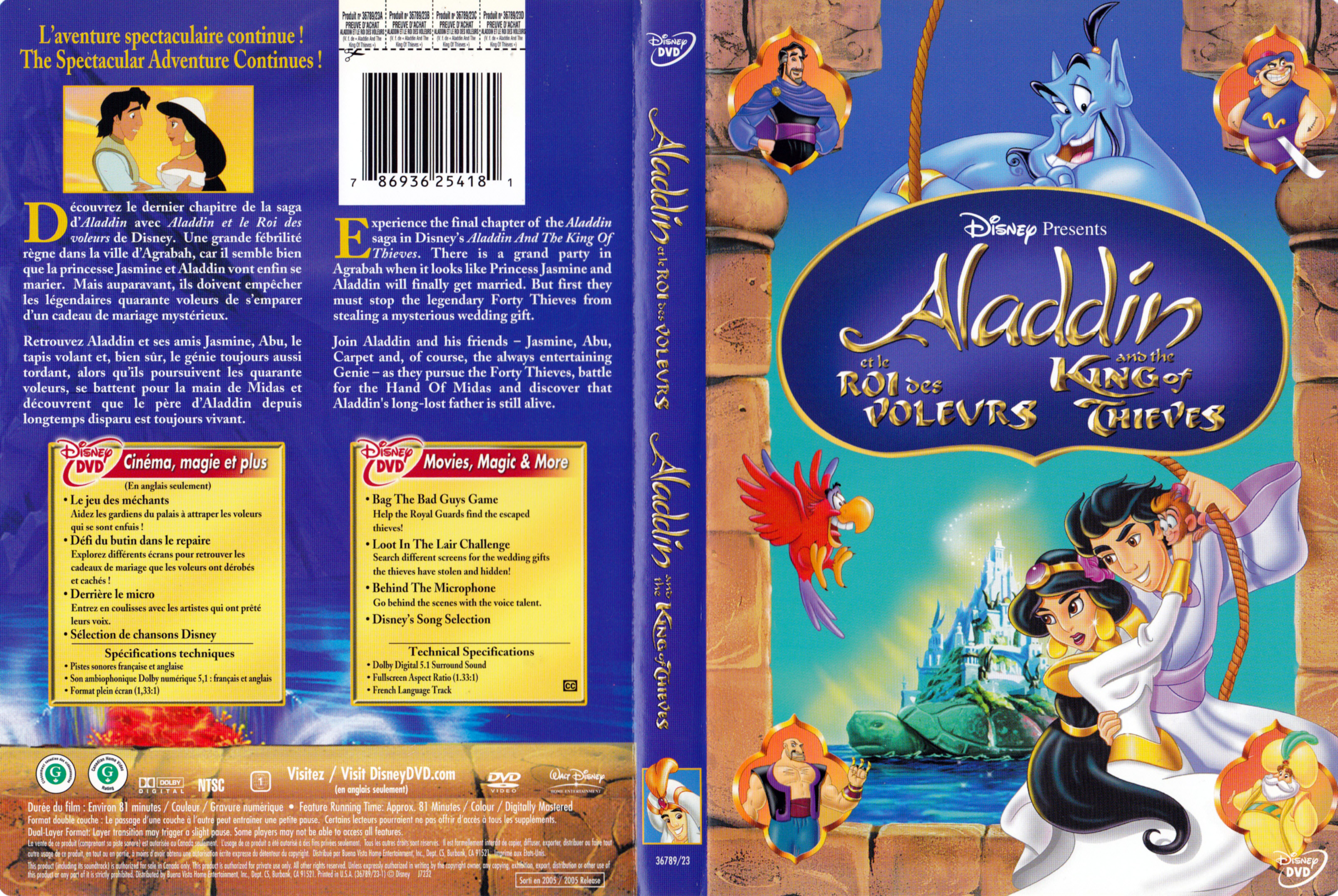 Jaquette DVD Aladdin et le roi des voleurs - Aladdin and the king of thieves (Canadienne)