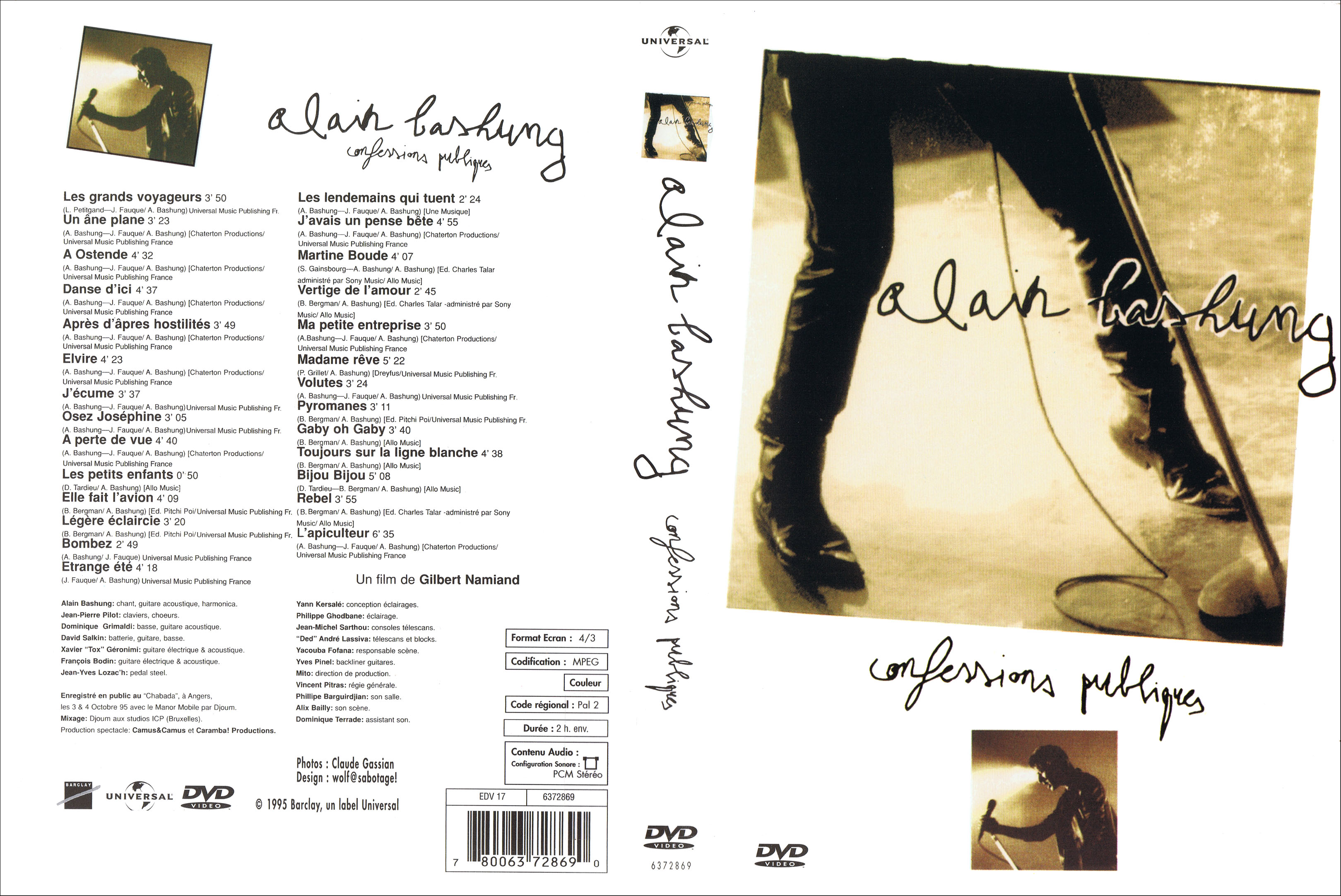 Jaquette DVD Alain Bashung Confessions publiques