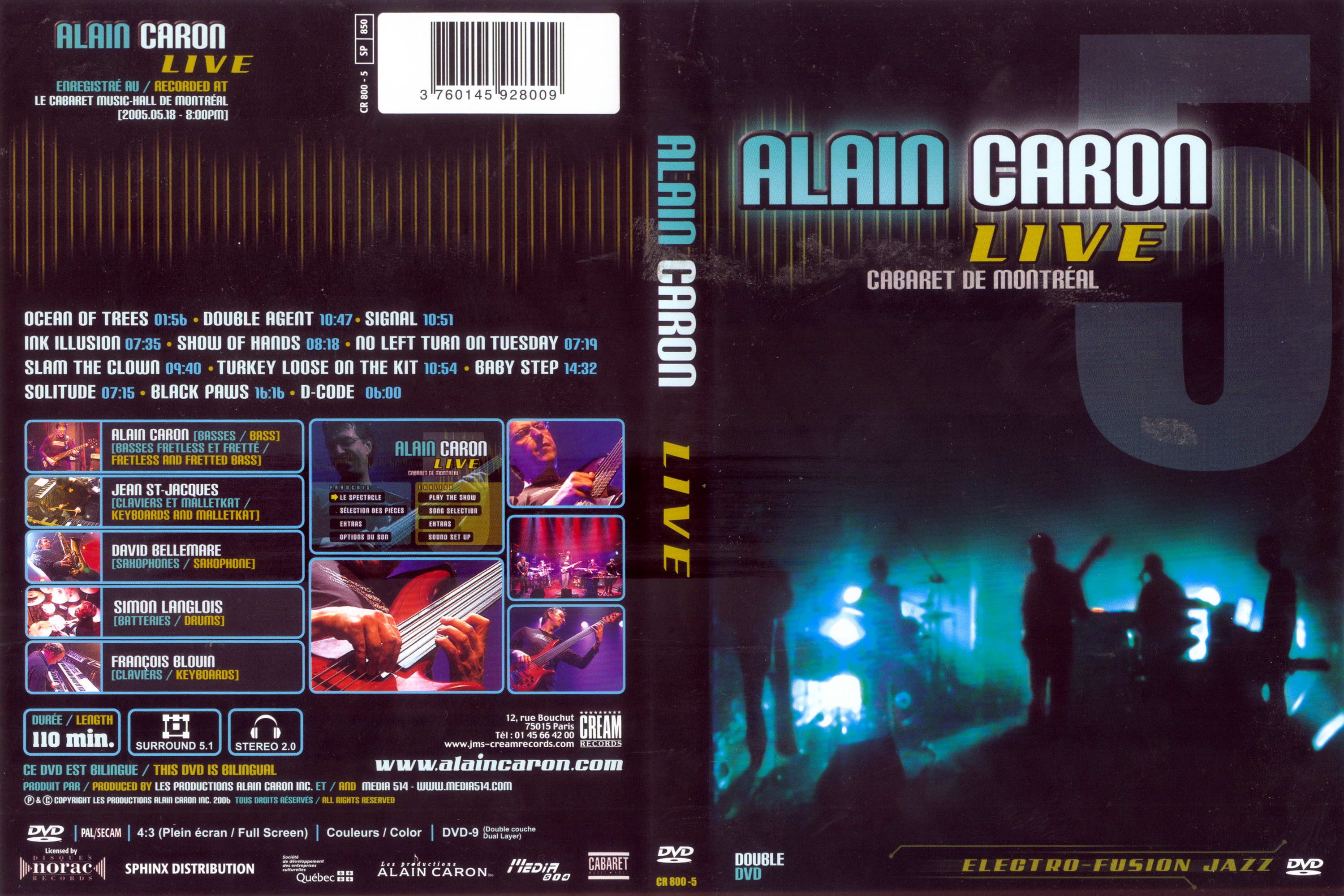 Jaquette DVD Alain Caron LIVE (Canadienne)