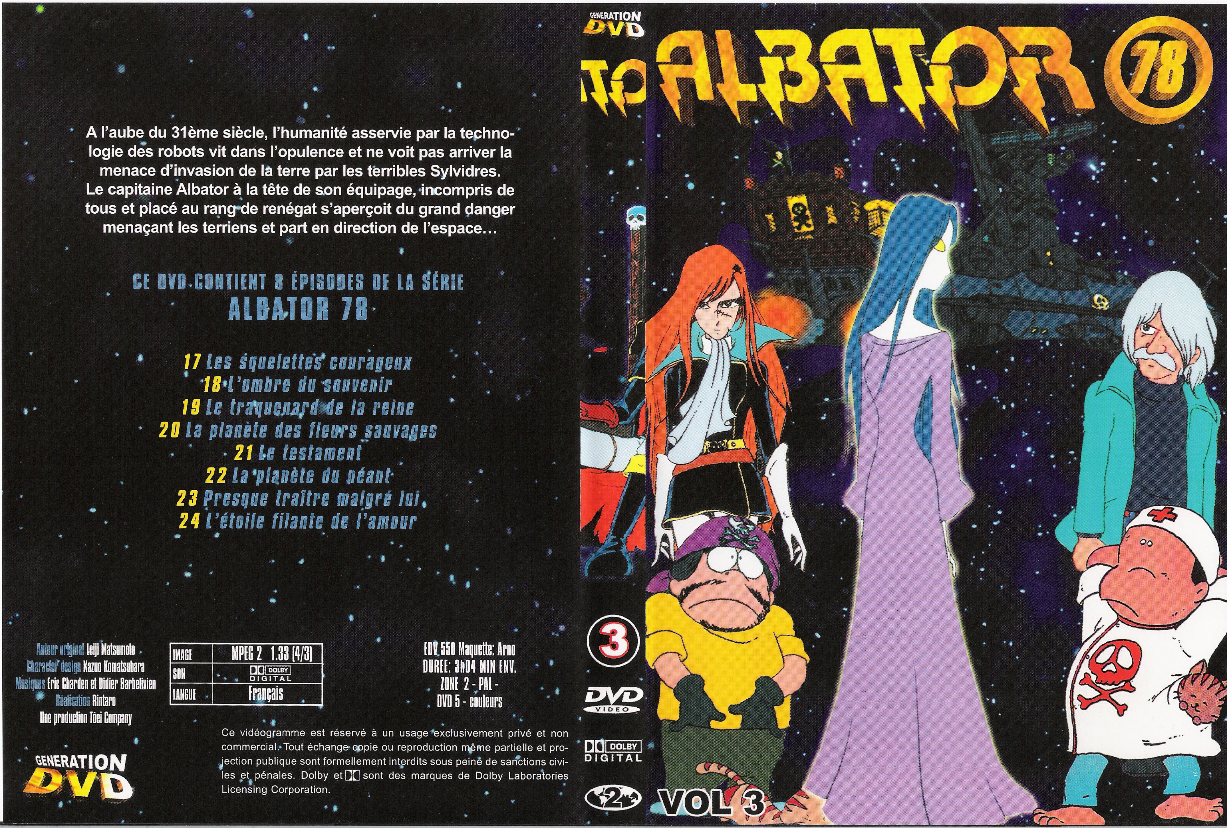Jaquette DVD Albator 78 vol 3 (GENERATION DVD)
