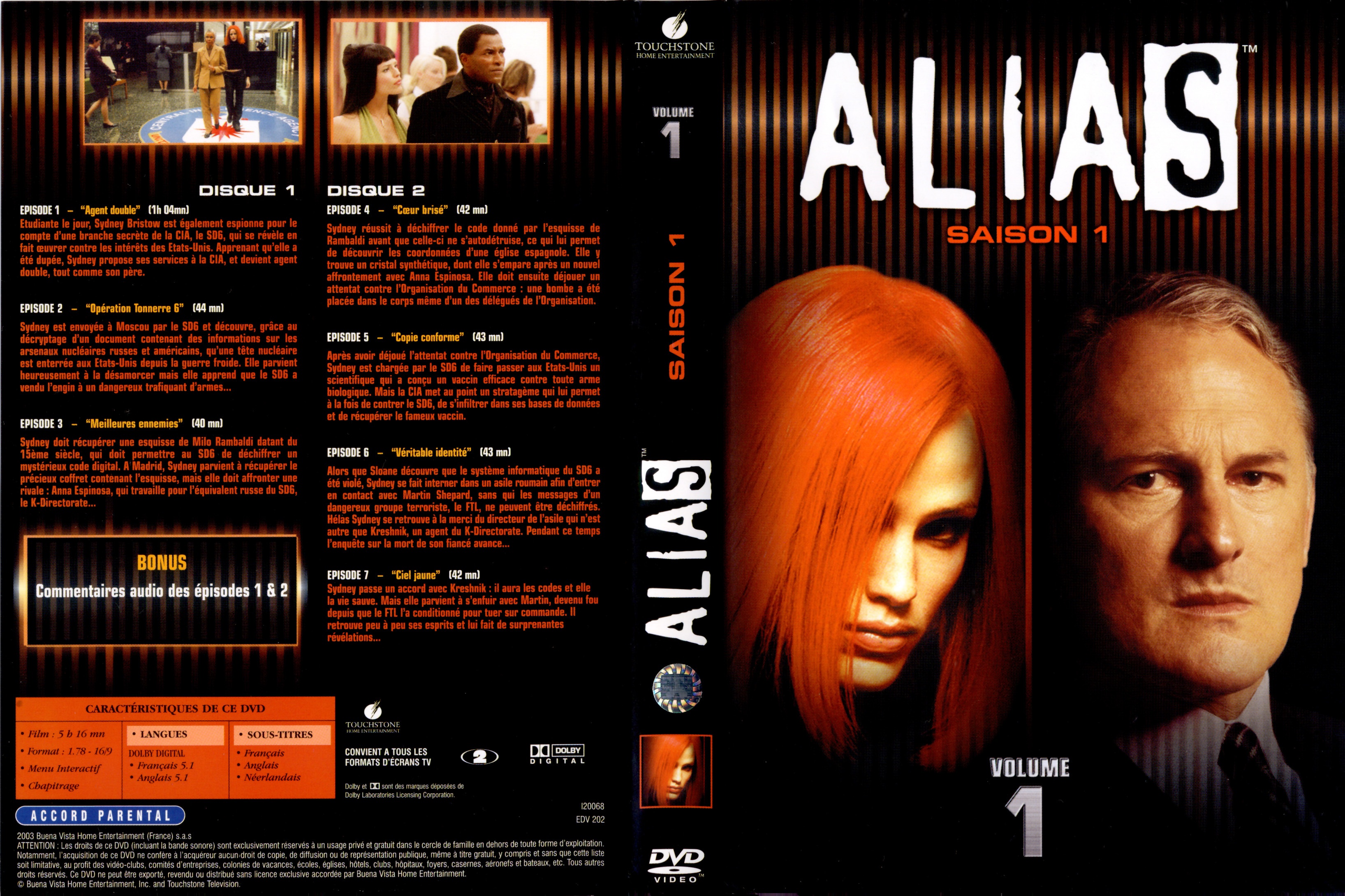 Jaquette DVD Alias saison 1 DVD 1