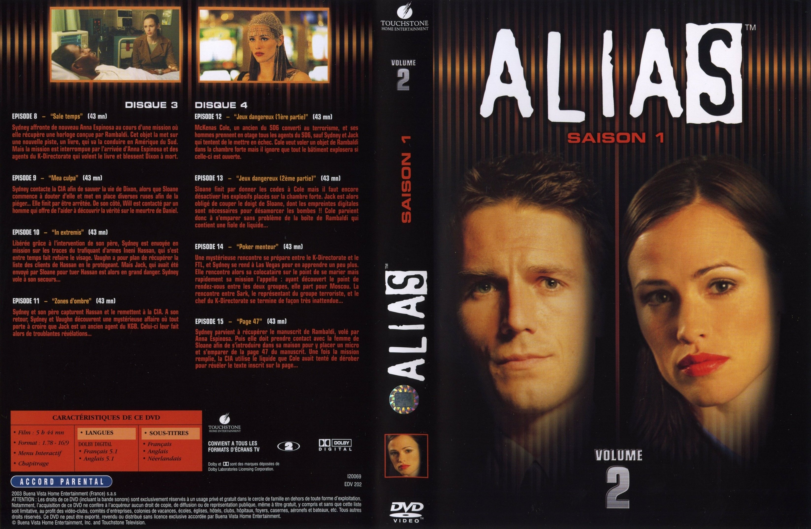 Jaquette DVD Alias saison 1 DVD 2