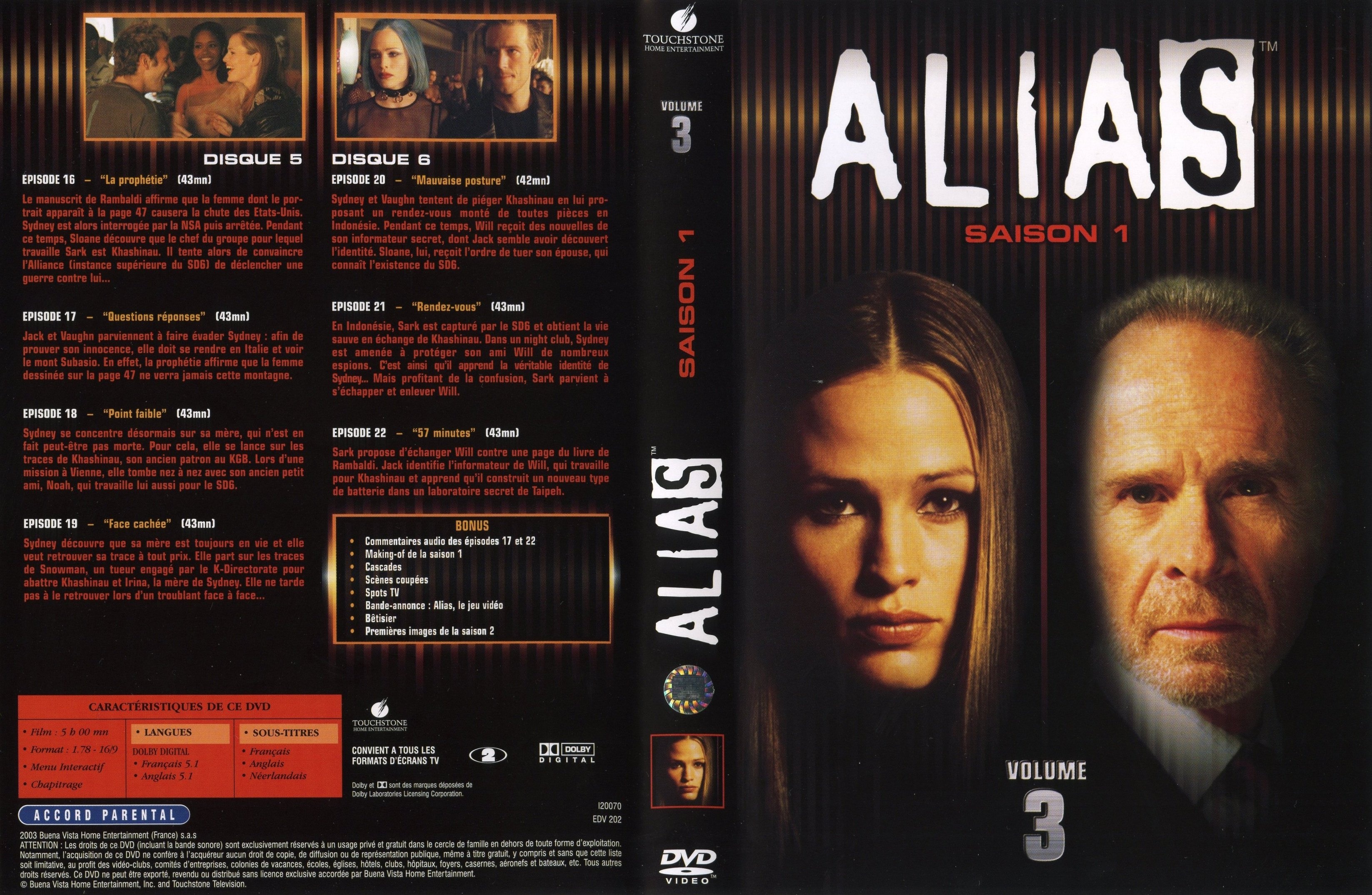 Jaquette DVD Alias saison 1 DVD 3