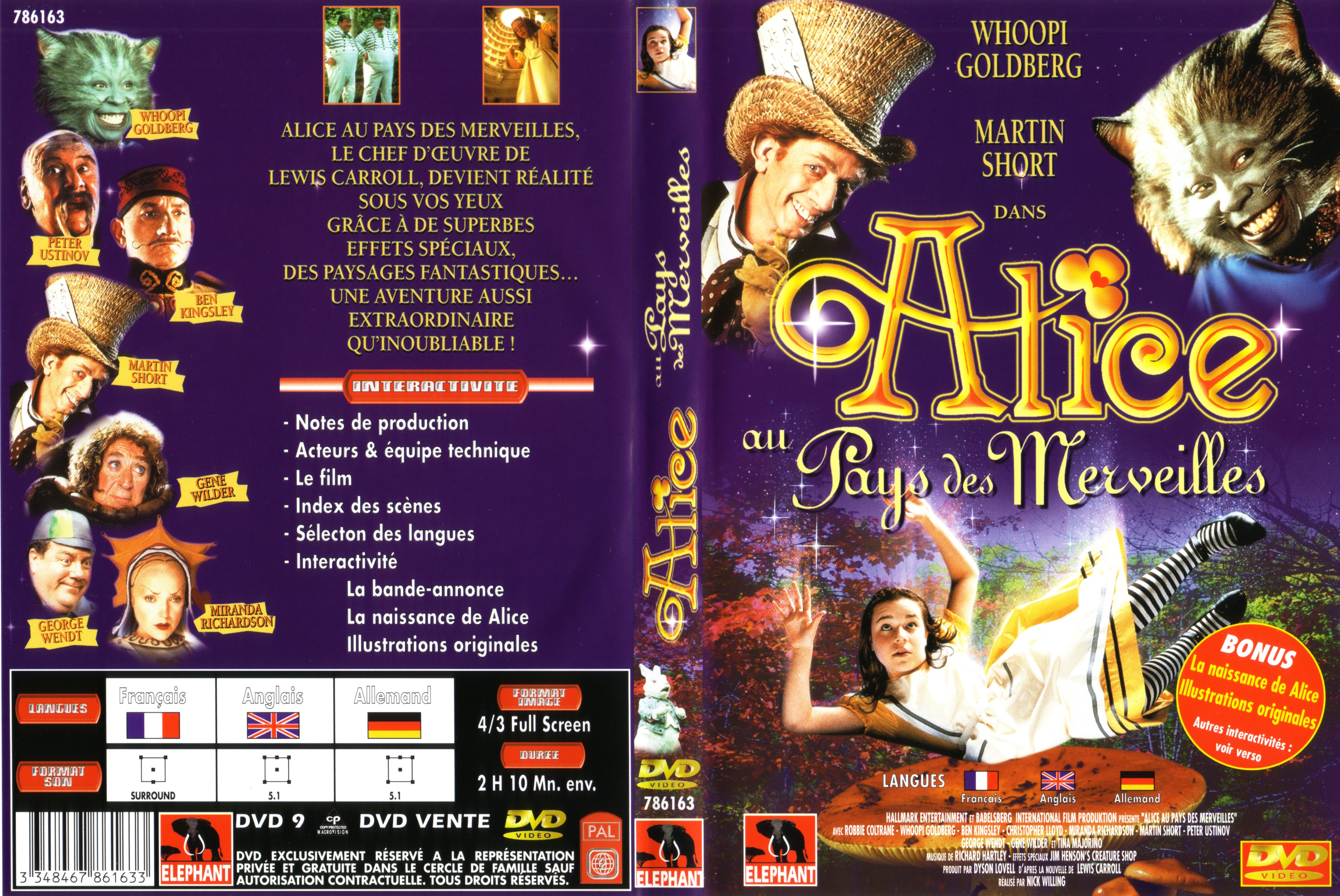 Jaquette DVD Alice au pays des merveilles Le Film