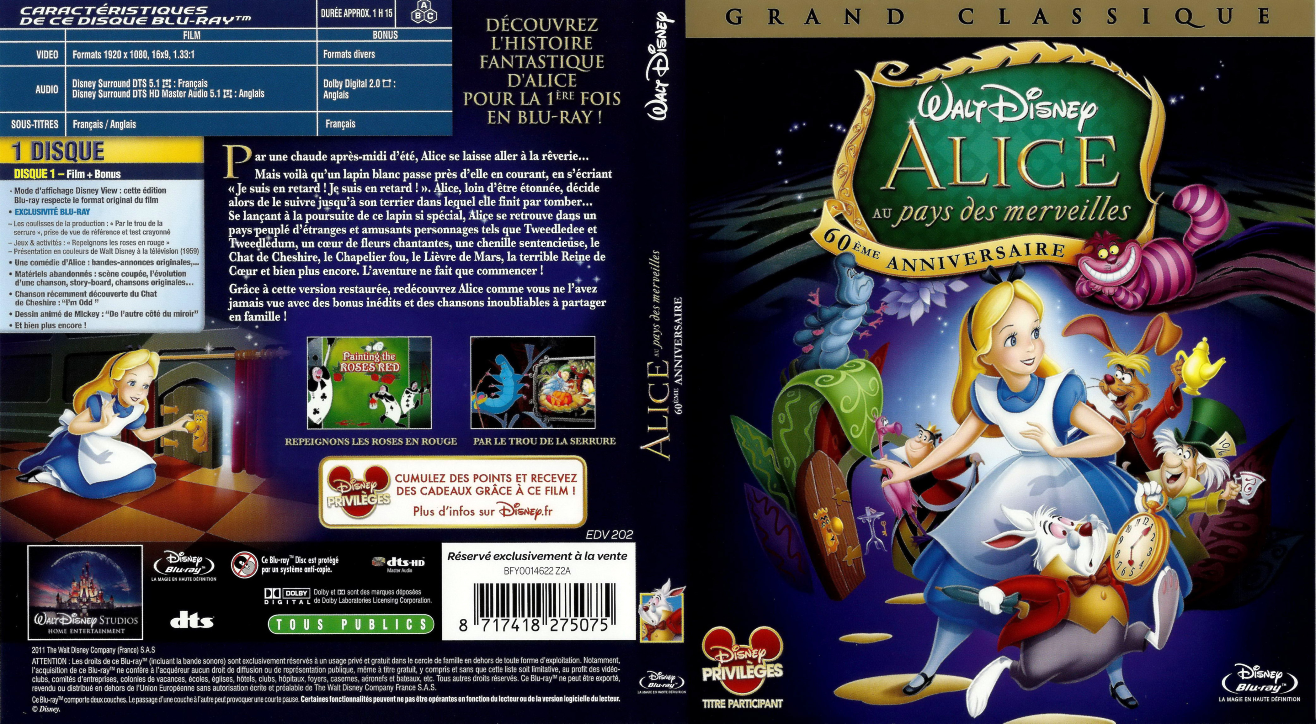 Jaquette DVD Alice au pays des merveilles (BLU-RAY)