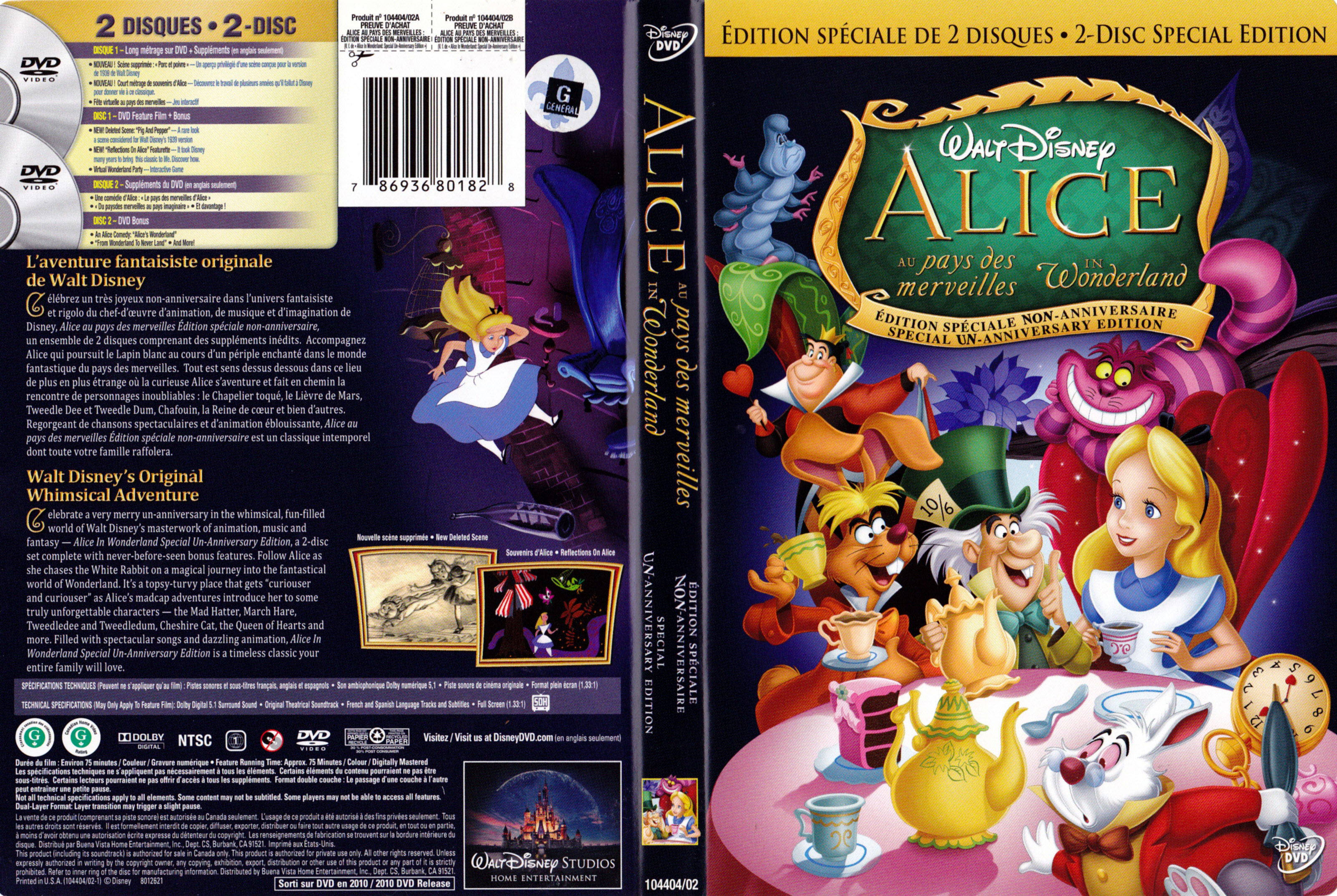 Jaquette DVD Alice au pays des merveilles (Canadienne)