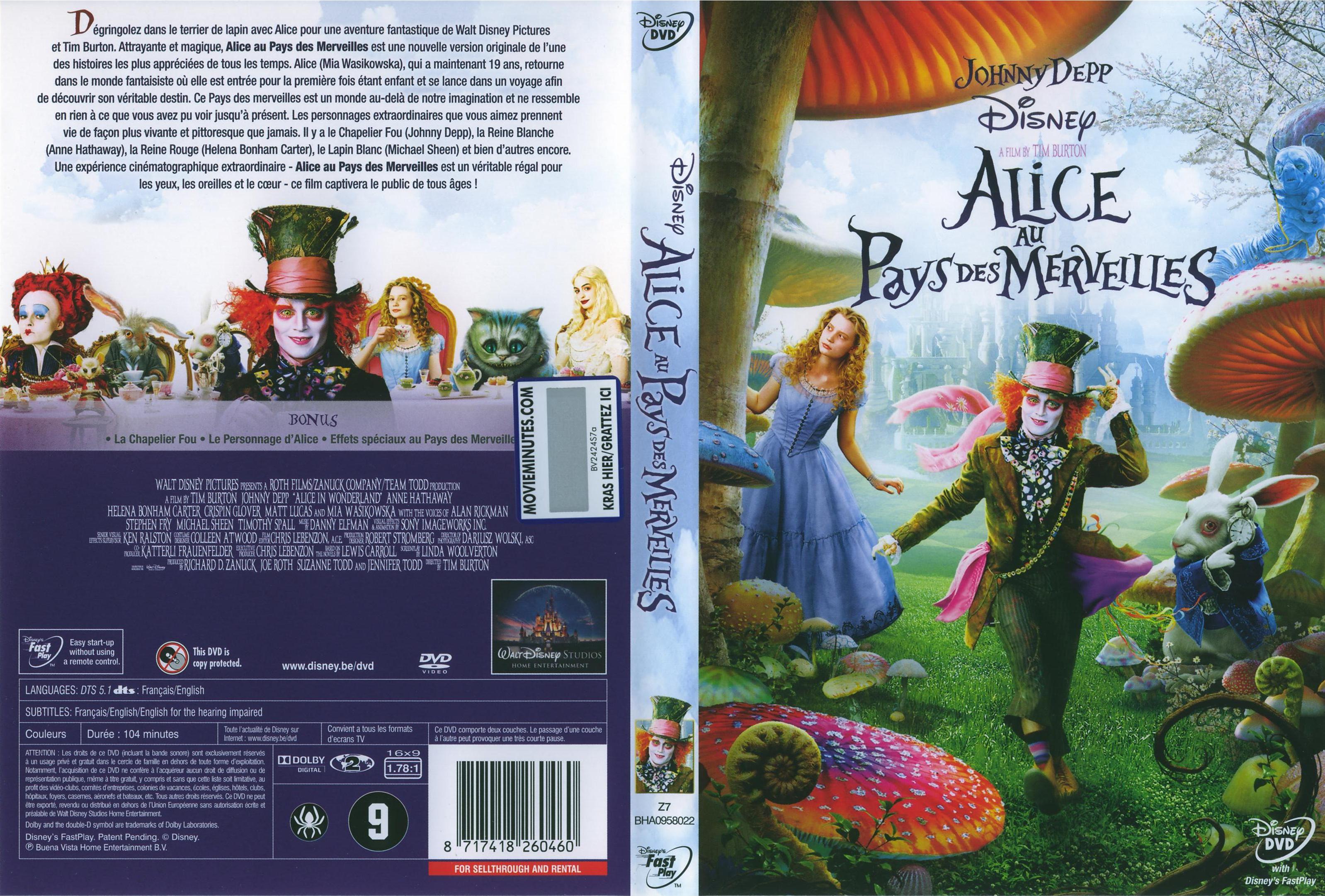 Jaquette DVD Alice au pays des merveilles (Tim Burton)