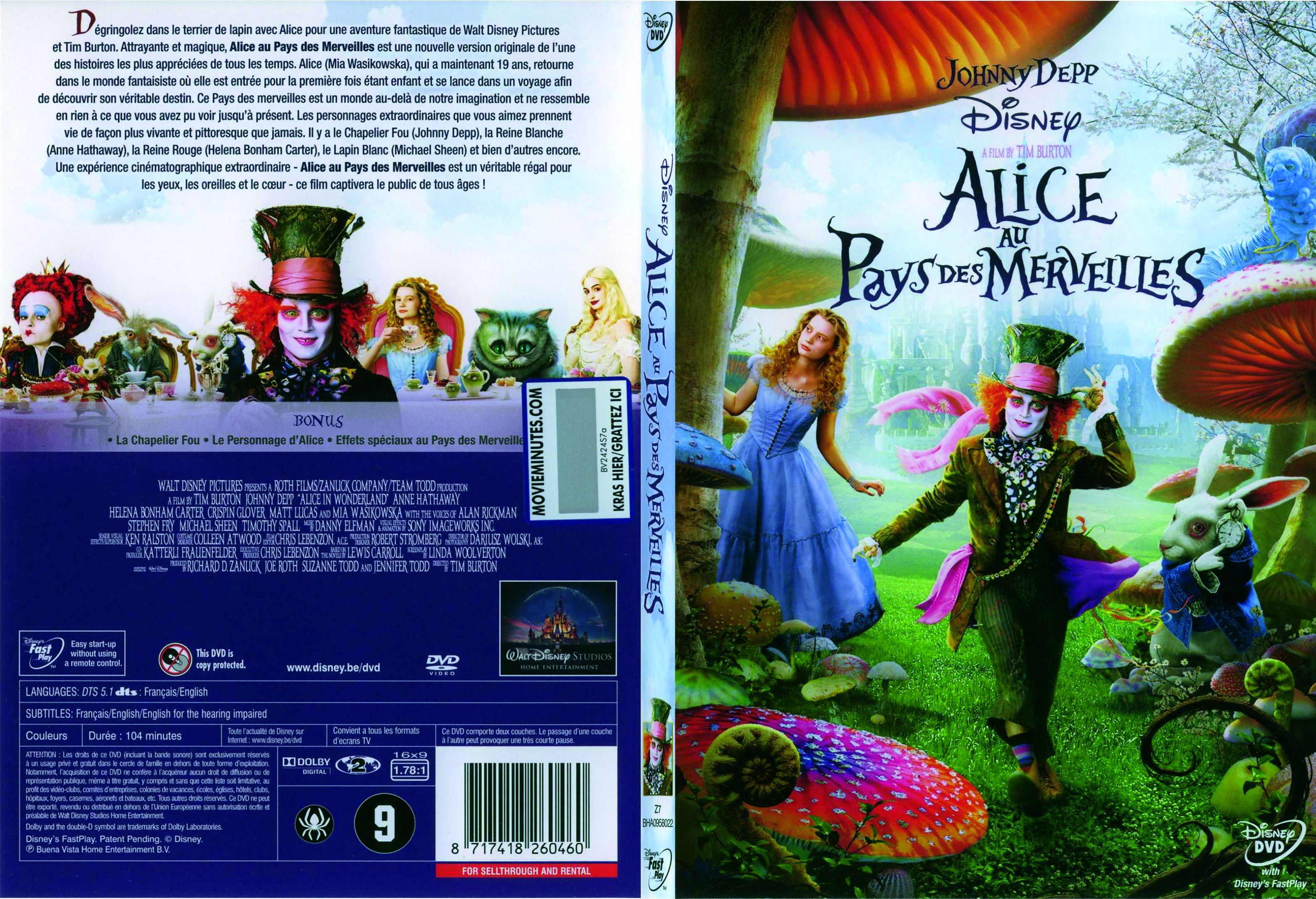 Jaquette DVD Alice au pays des merveilles (Tim Burton) - SLIM