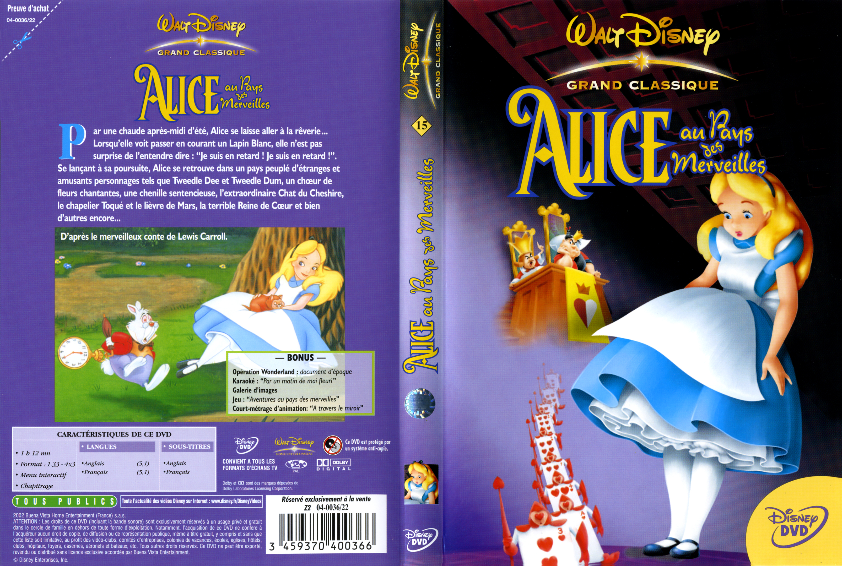 Jaquette DVD Alice au pays des merveilles v2