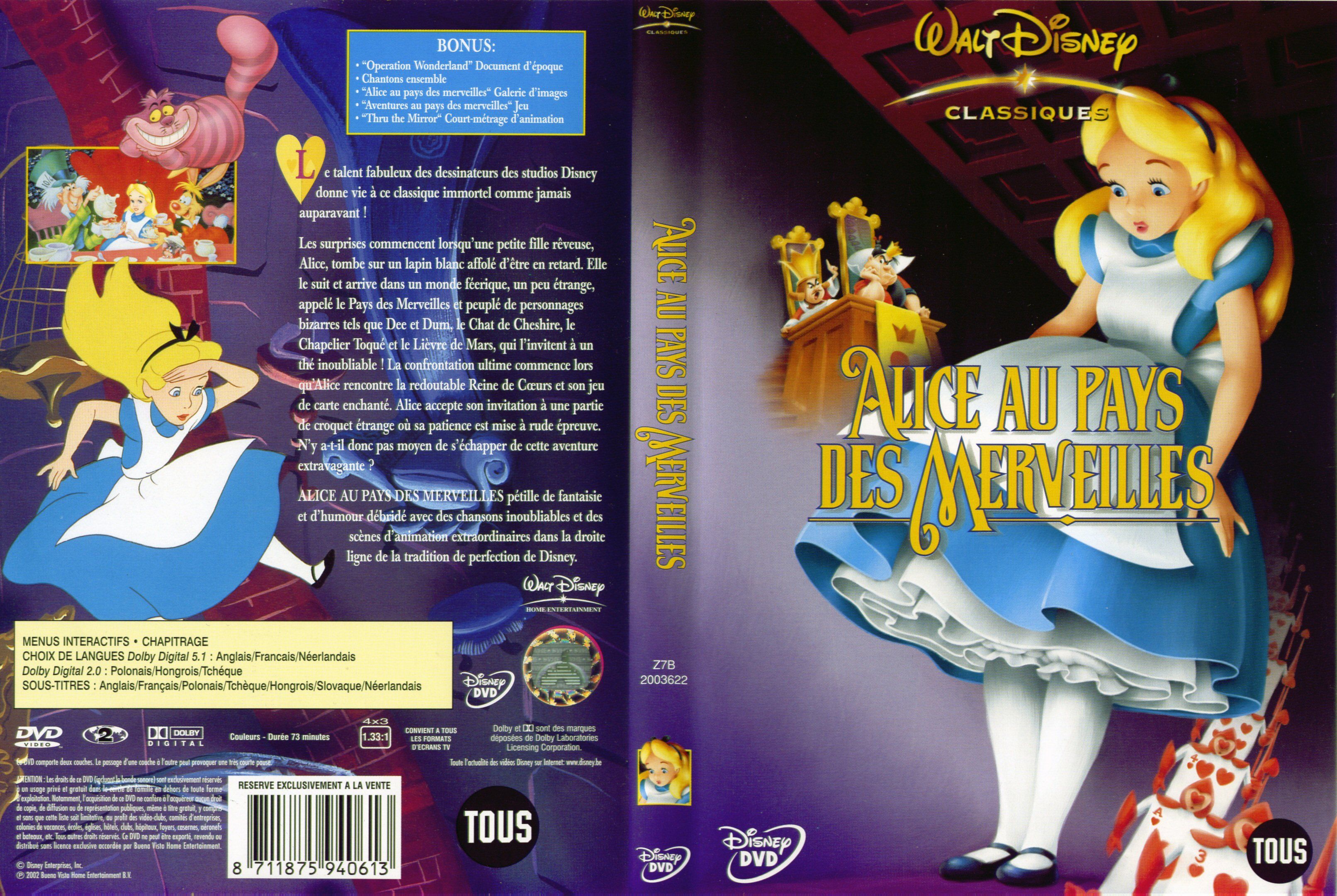 Jaquette DVD Alice au pays des merveilles v3