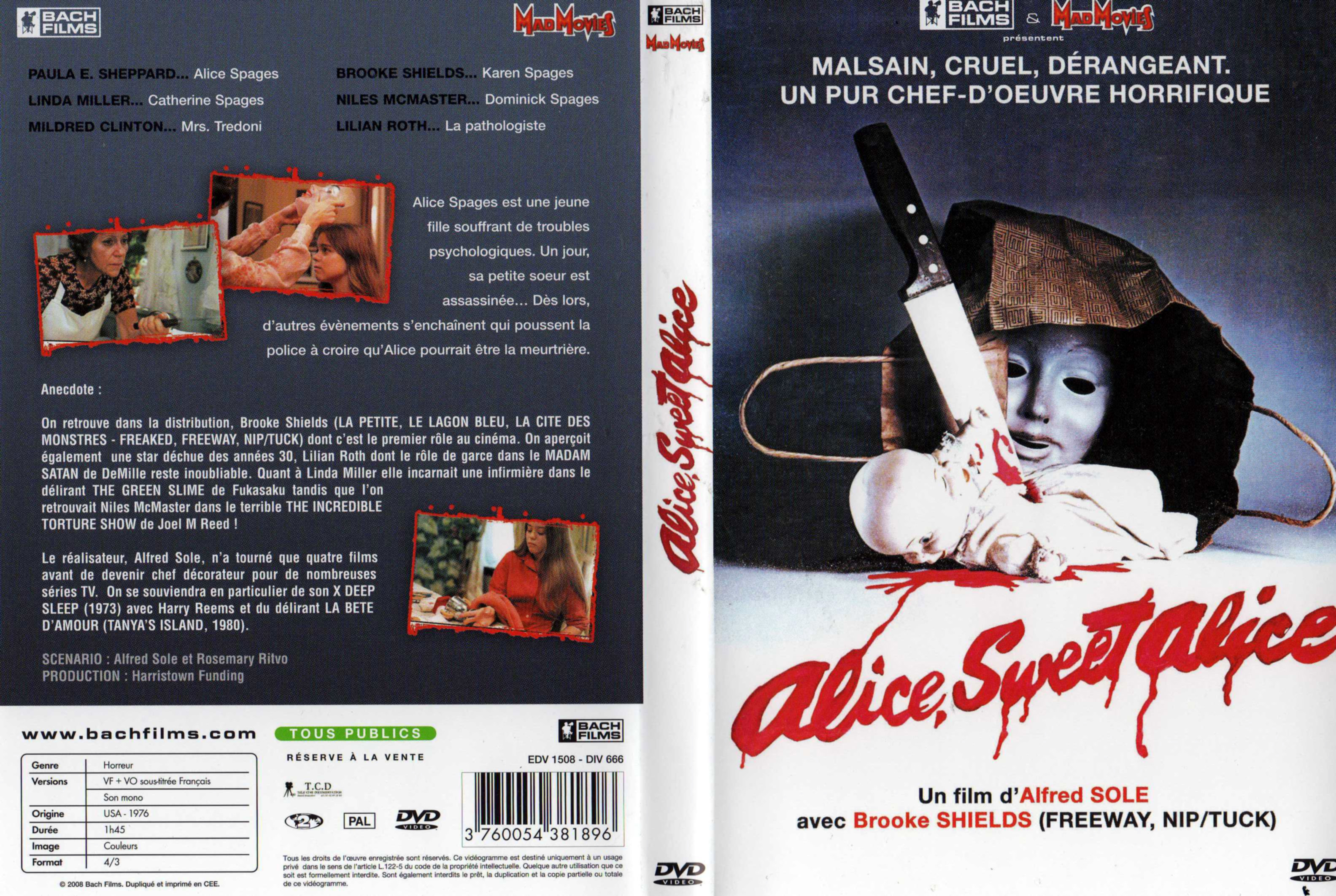 Jaquette DVD Alice sweet Alice