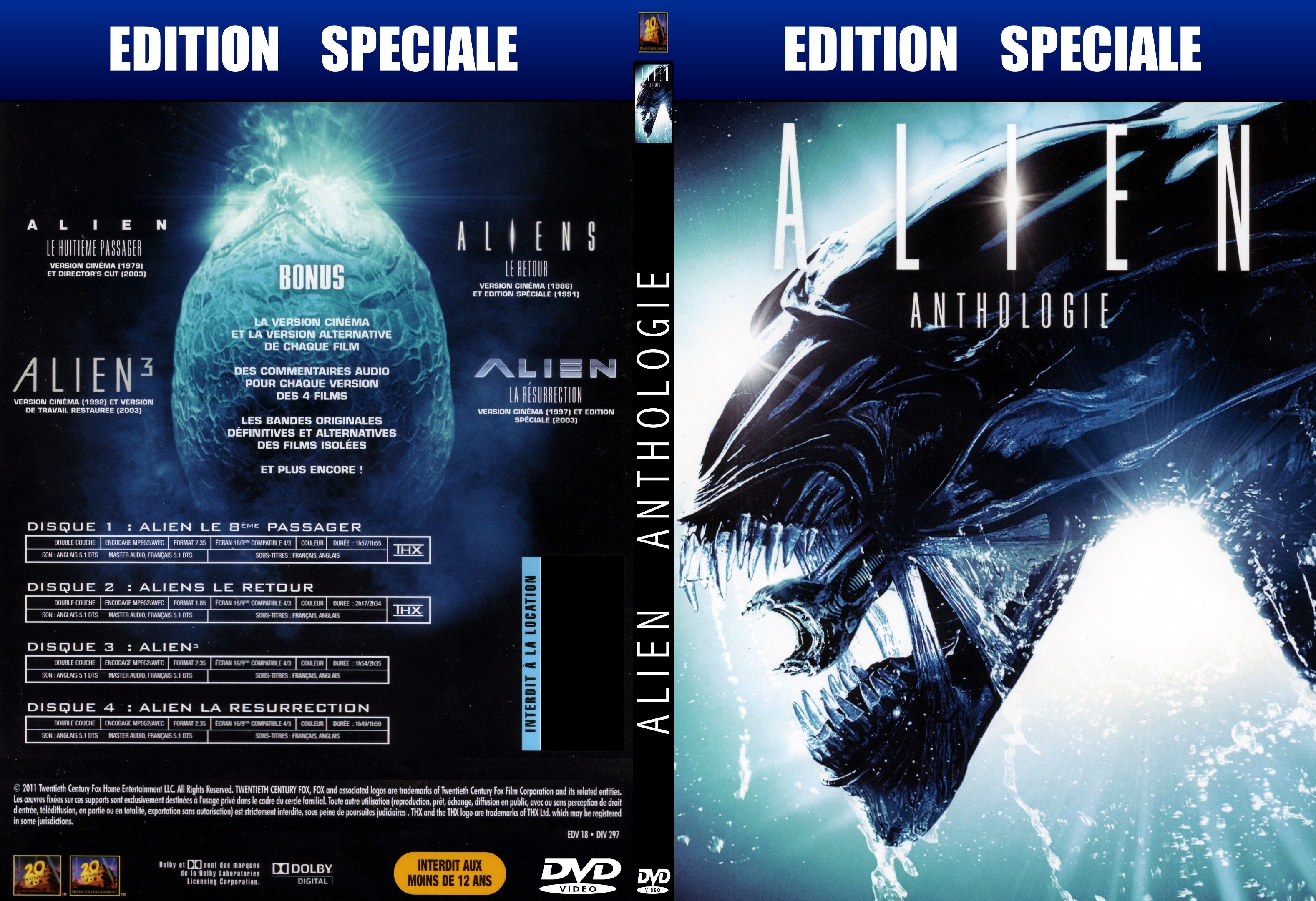 Jaquette DVD Alien Anthologie custom - SLIM