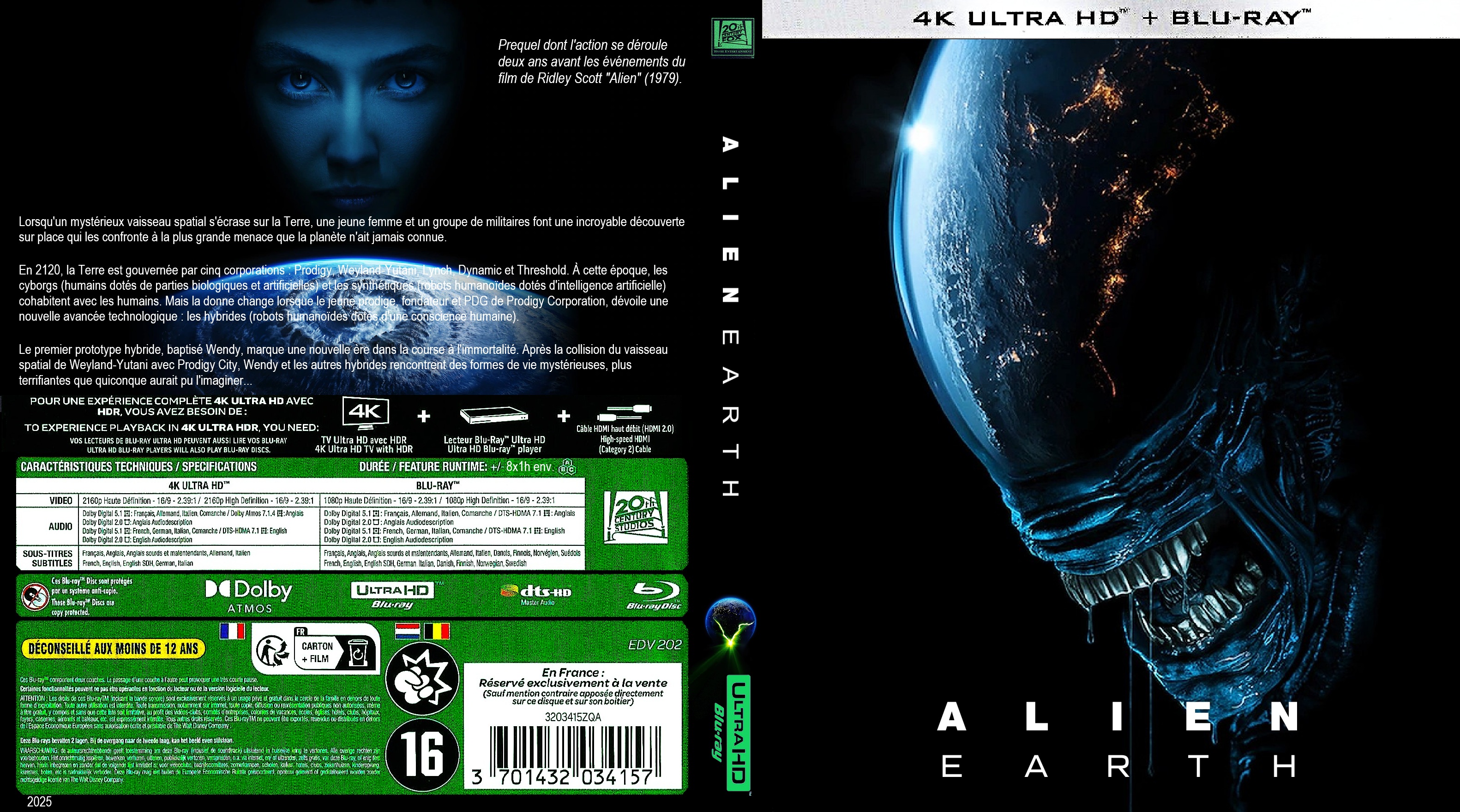 Jaquette DVD Alien Earth saison 1 4K custom (BLU-RAY)
