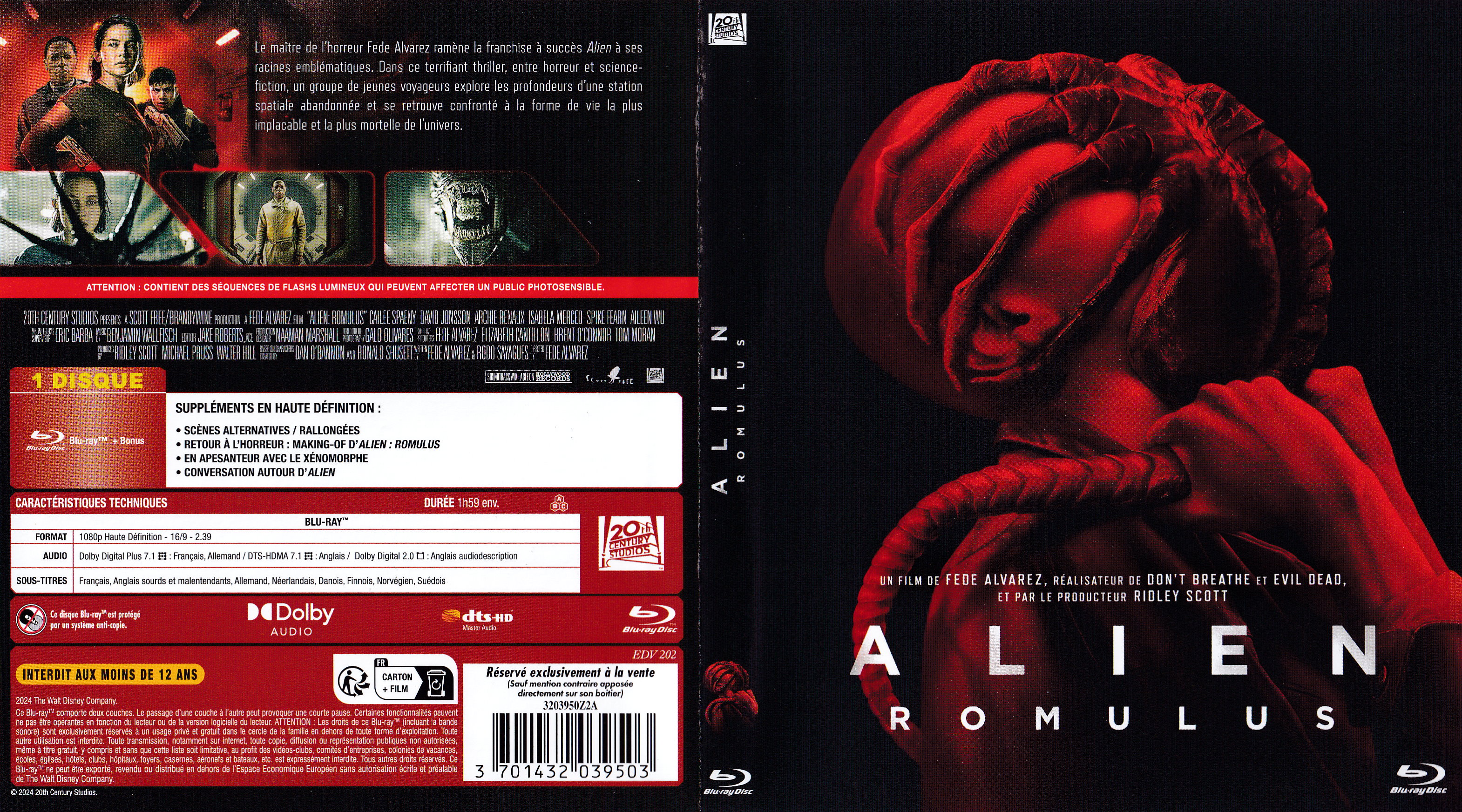 Jaquette DVD Alien Romulus (BLU-RAY)