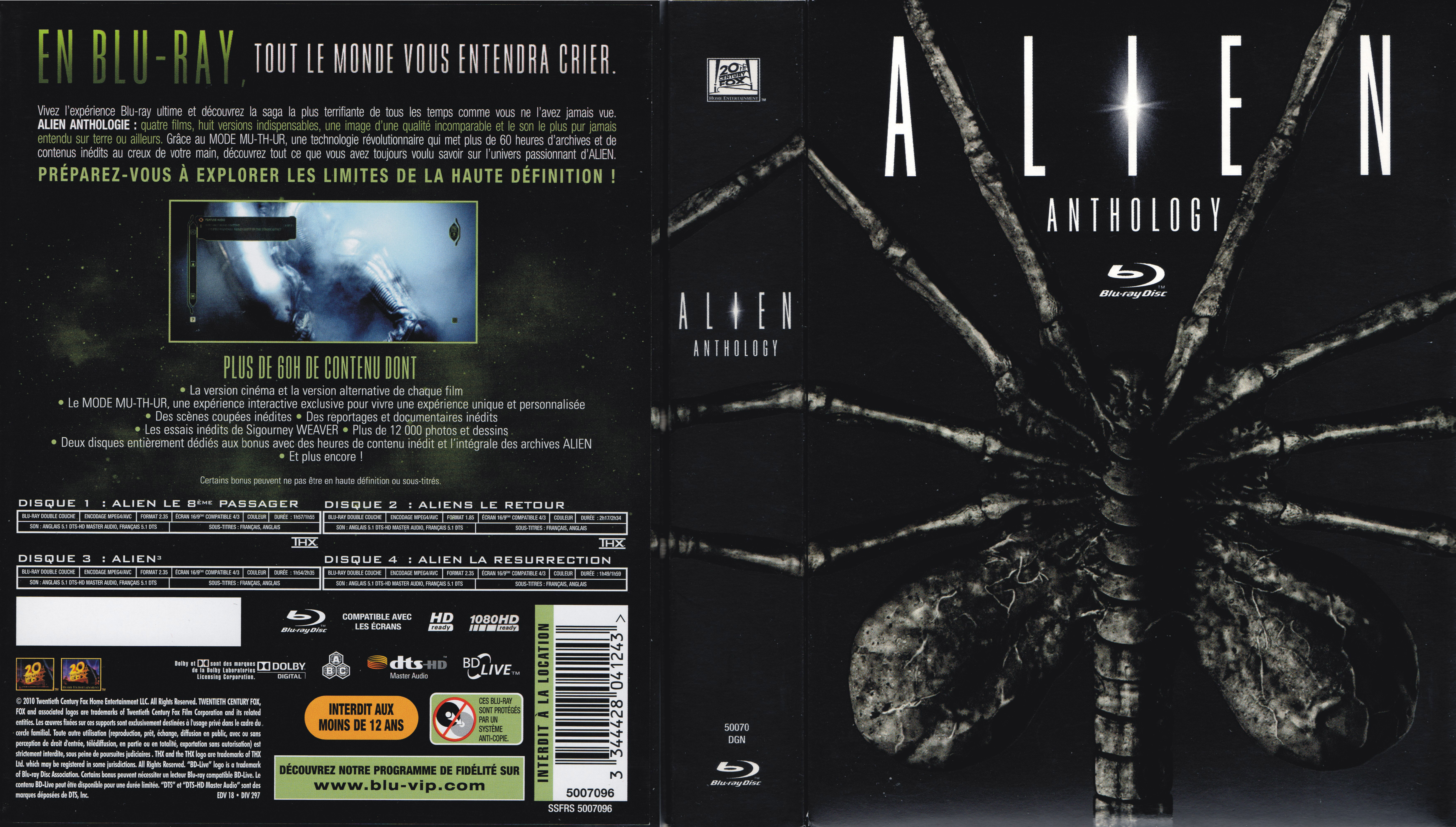 Jaquette DVD Alien anthology (BLU-RAY)