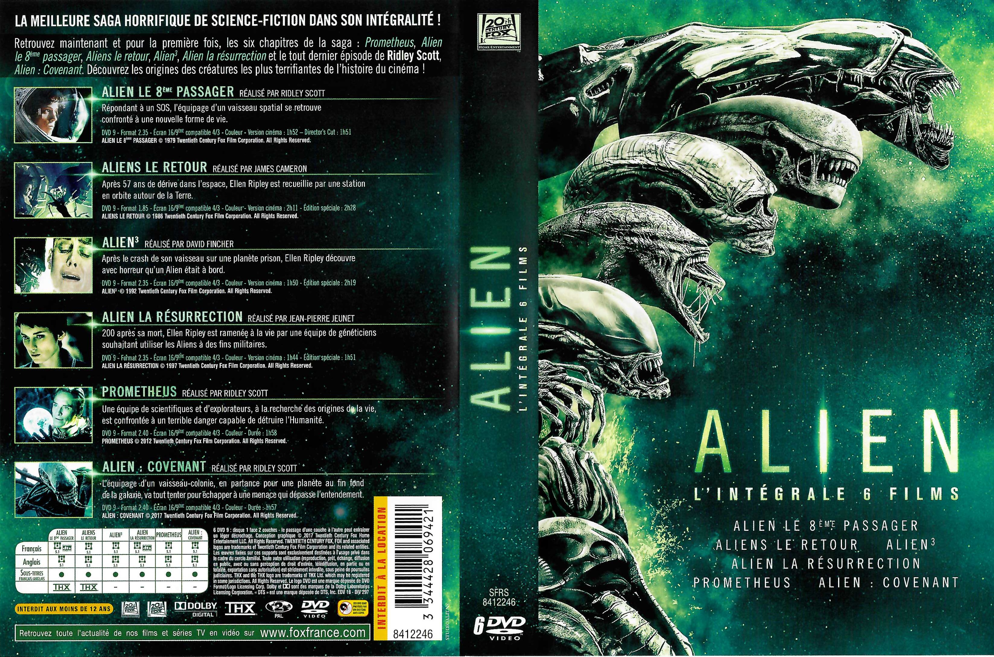 Jaquette DVD Alien integrale 6 films