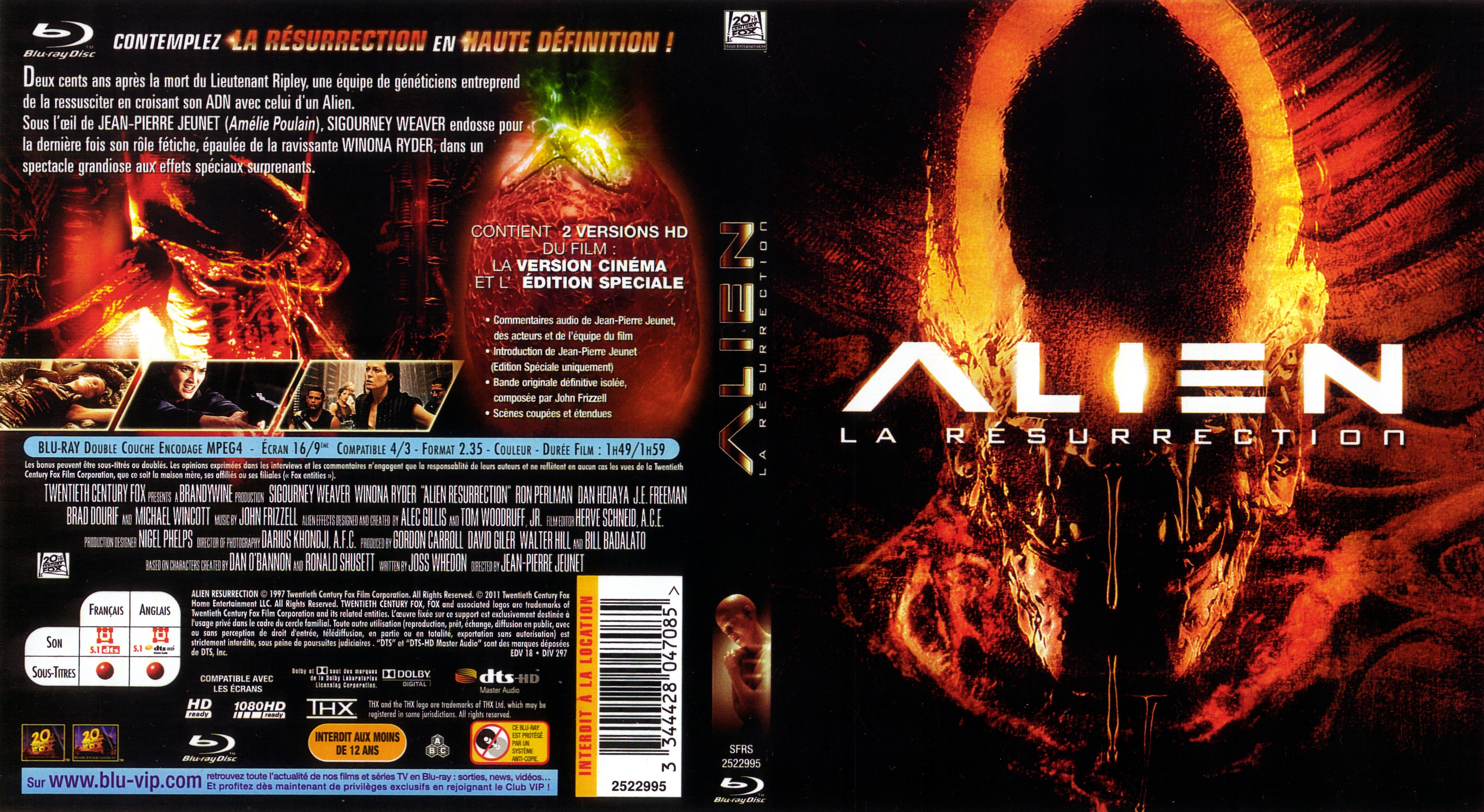 Jaquette DVD Alien la resurrection (BLU-RAY) v2