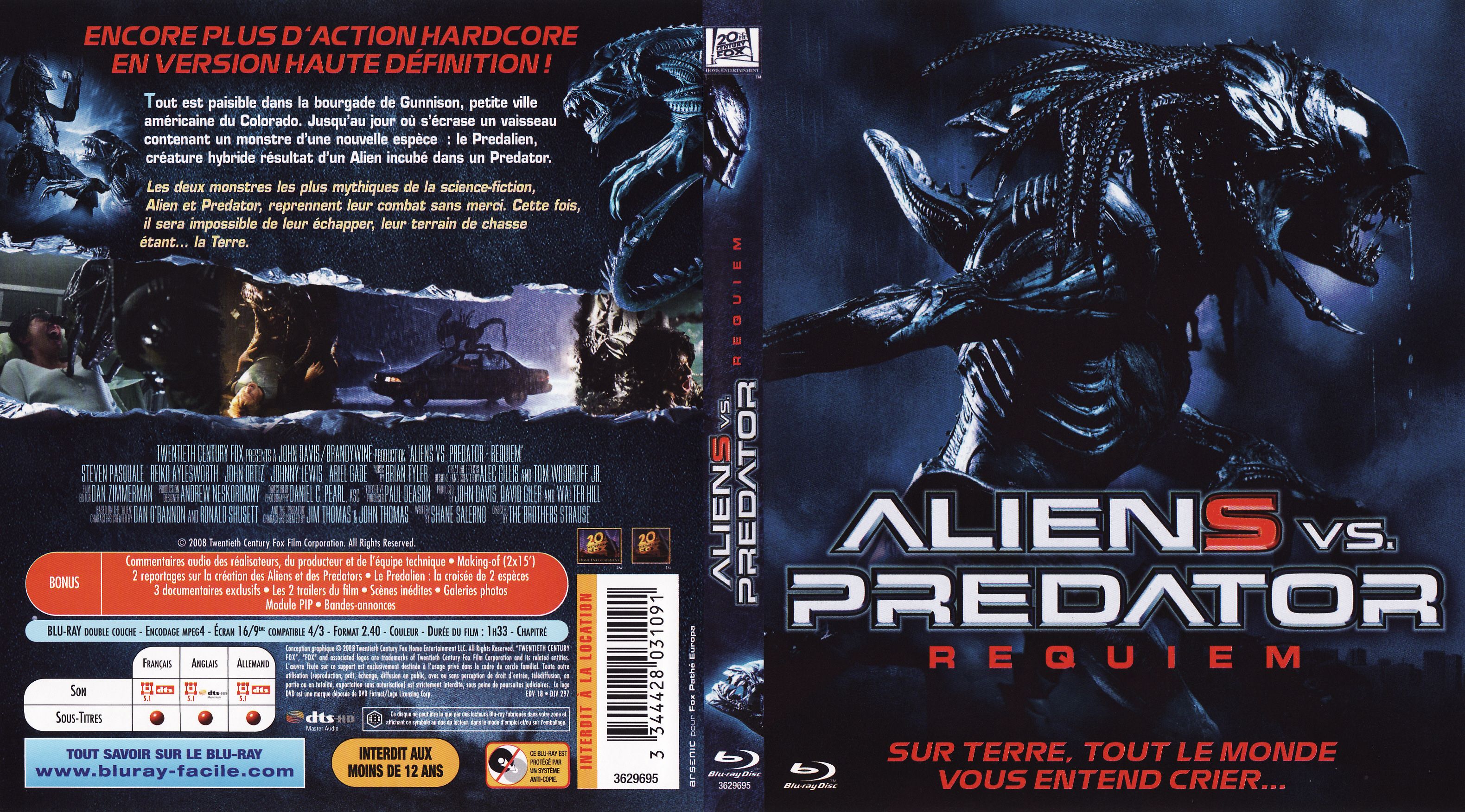 Jaquette DVD Aliens vs predator requiem (BLU-RAY)