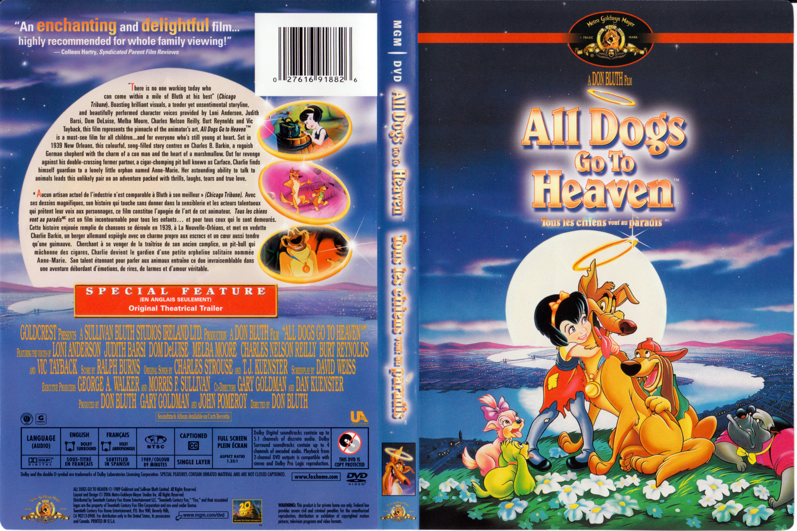 Jaquette DVD All dogs go to heaven - Tous les chiens vont au paradis (Canadienne)