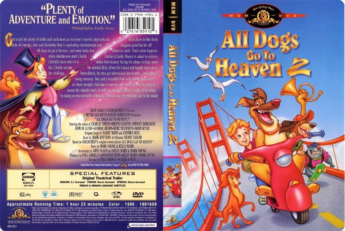Jaquette DVD All dogs go to the heaven 2 - Charlie 2 (Canadienne)