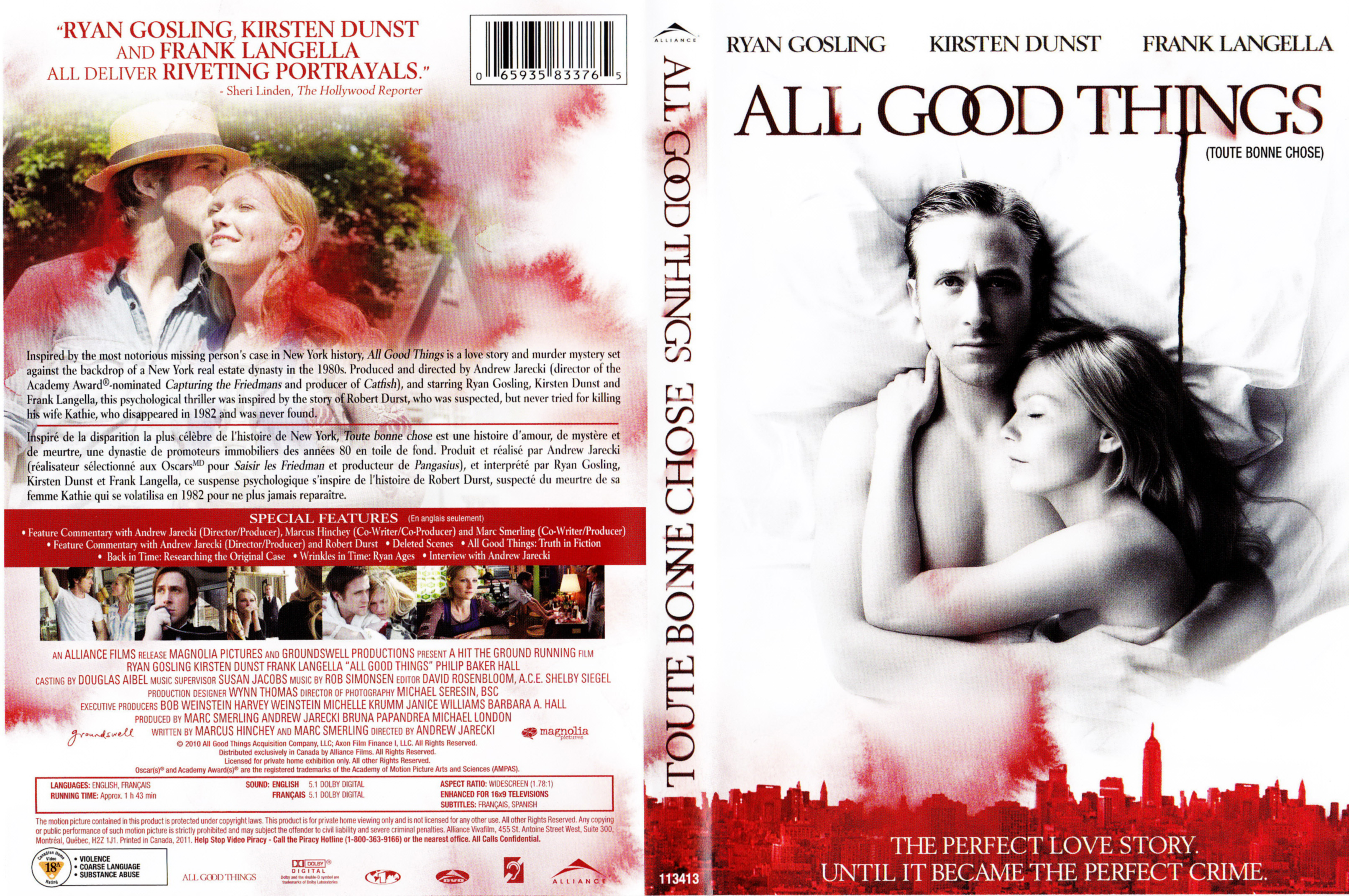 Jaquette DVD All good things (Canadienne)