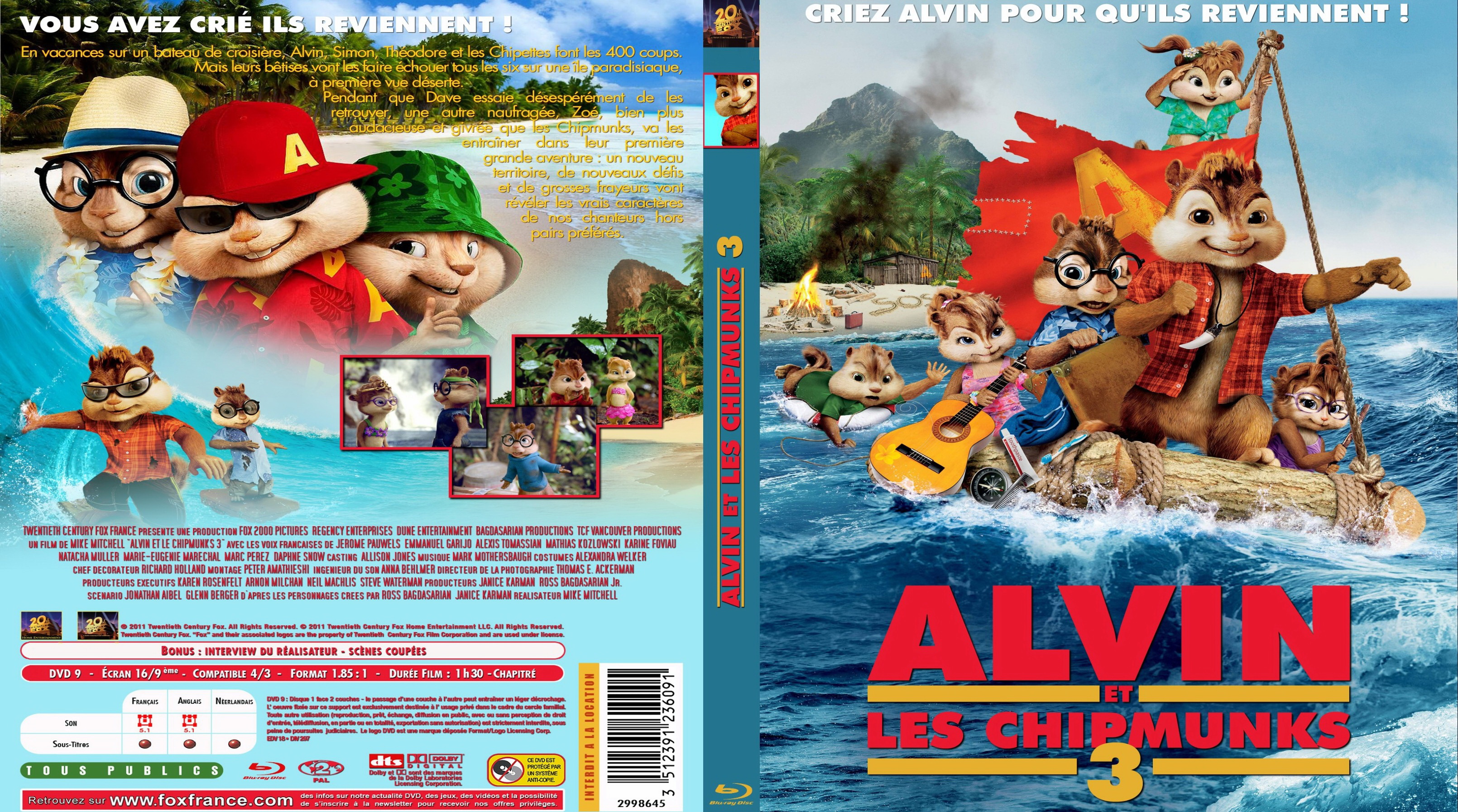 Jaquette DVD Alvin et les Chipmunks 3 (BLU-RAY) custom