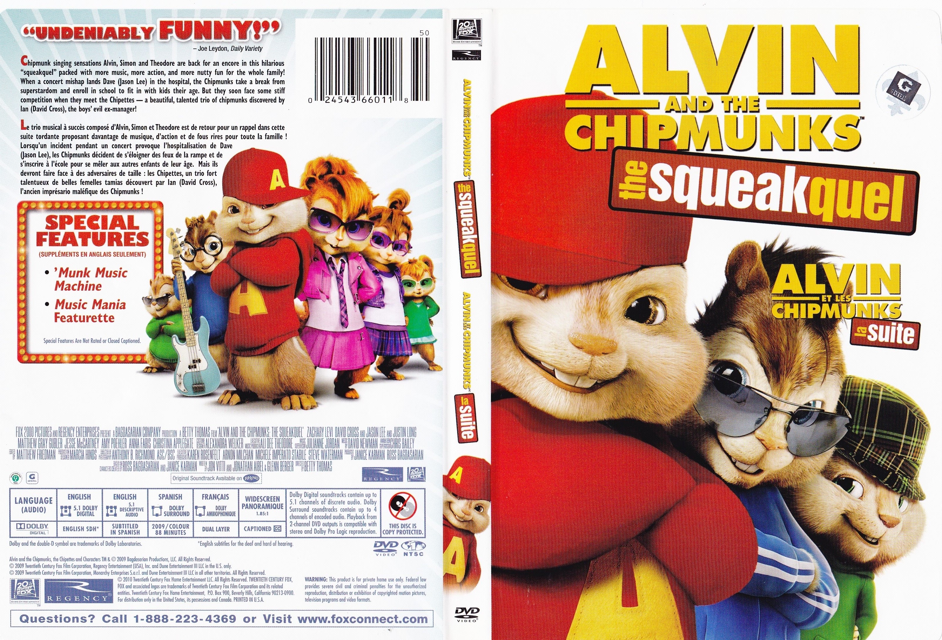 Jaquette DVD Alvin et les chipmunks 2 (Canadienne)