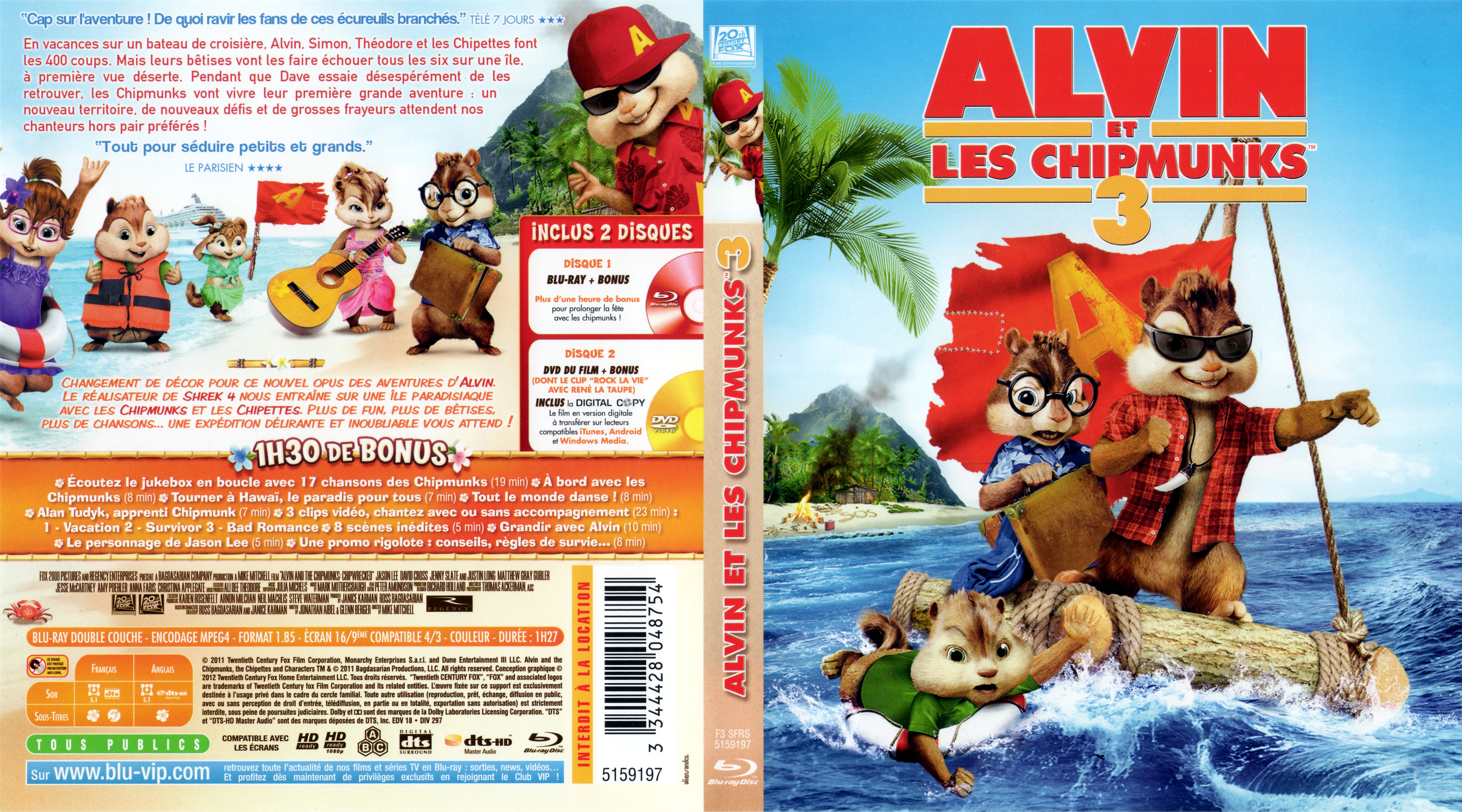 Jaquette DVD Alvin et les chipmunks 3 (BLU-RAY) v2