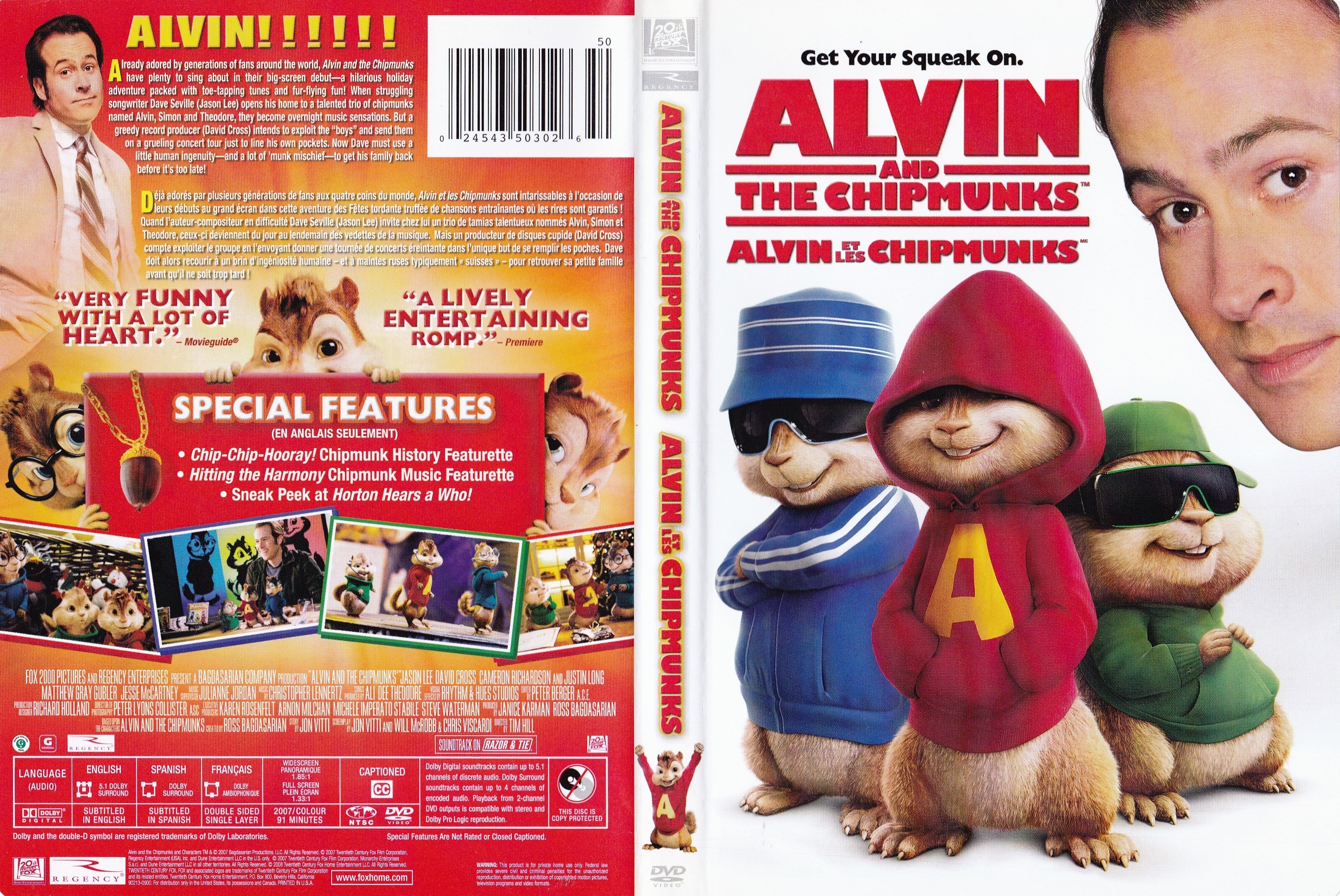 Jaquette DVD Alvin et les chipmunks (Canadienne)