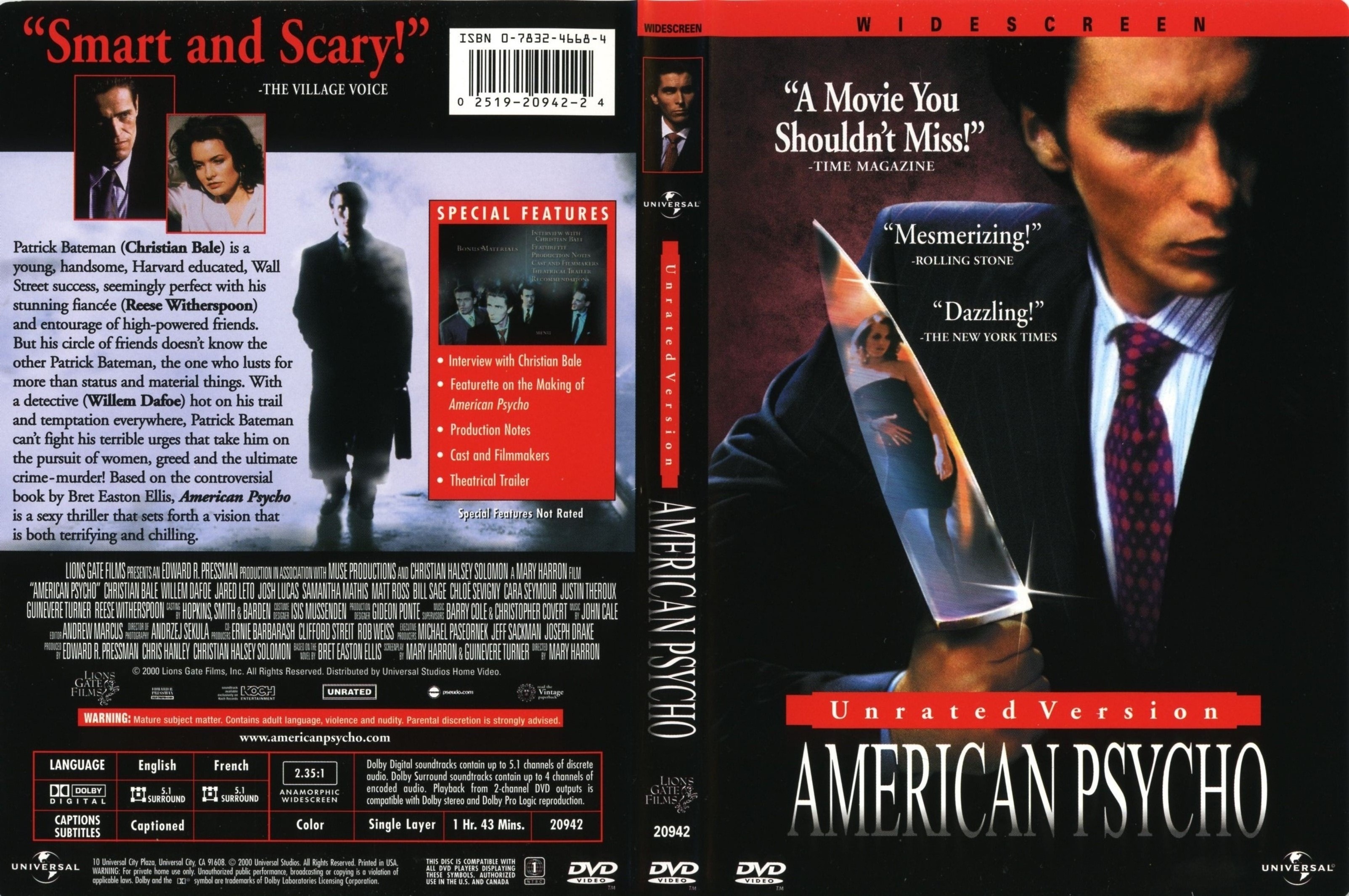 Jaquette DVD American Psycho Zone 1