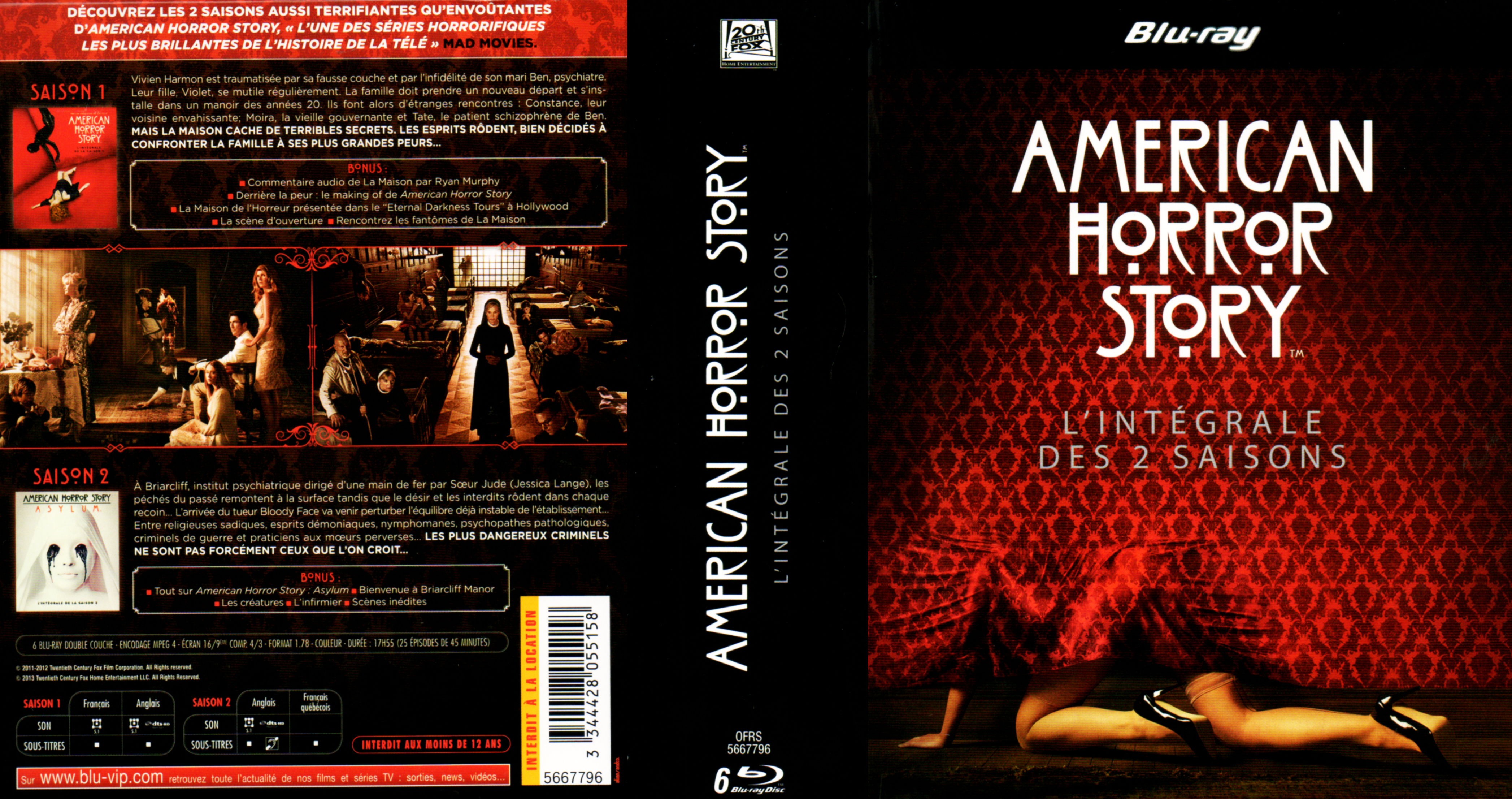 Jaquette DVD American horror story Intgrale 2 Saisons (BLU-RAY)