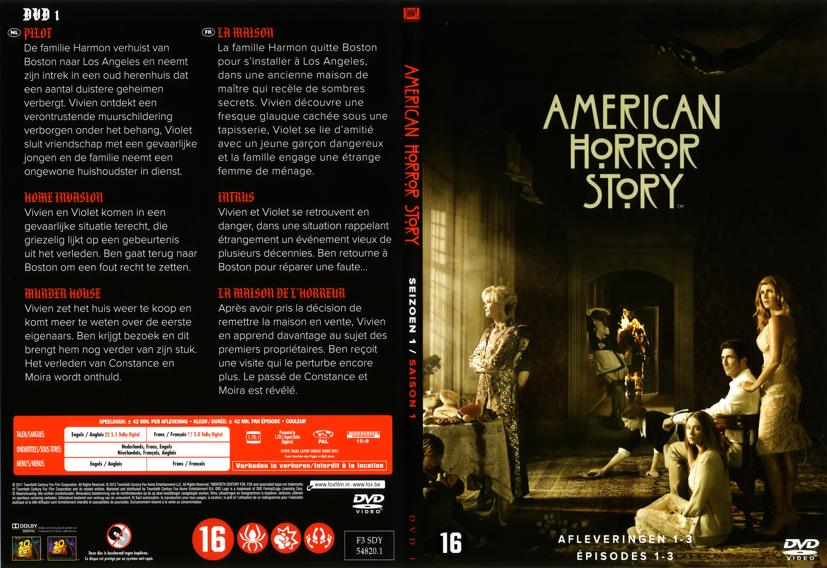 Jaquette DVD American horror story Saison 1 DVD 1